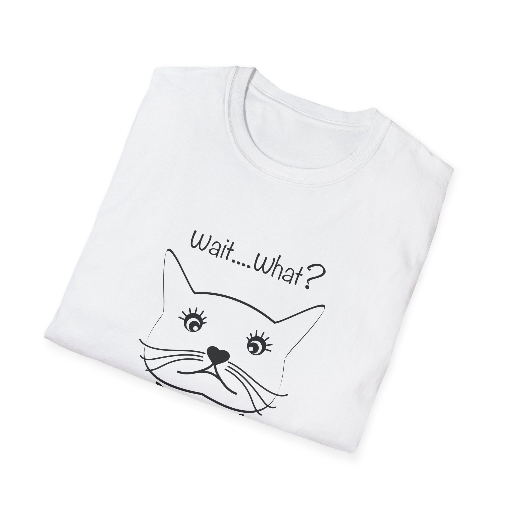 Wait, What? Funny Cat Graphic T-Shirt with Bow Tie