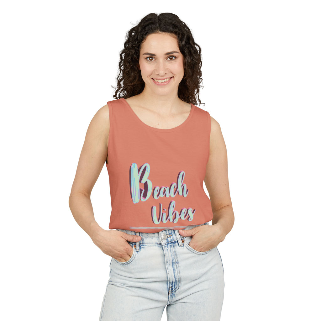 Beach Vibes Graphic Unisex Garment-Dyed Tank Top