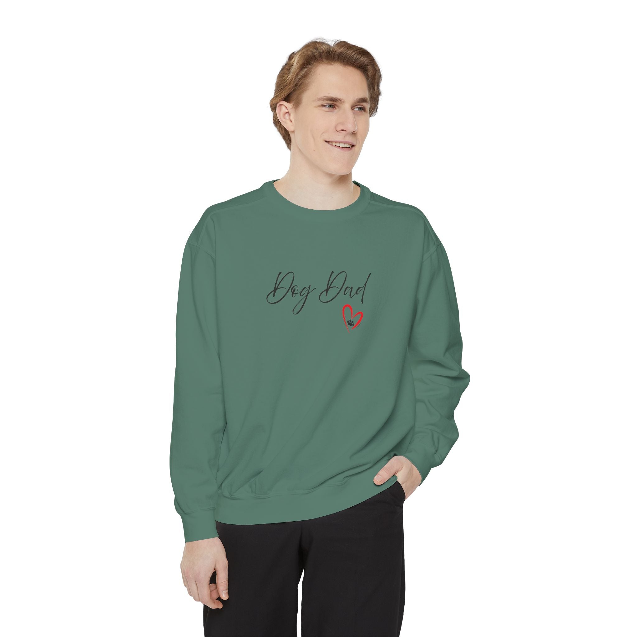 Dog Dad Heart Graphic Hoodie Garment-Dyed Sweatshirt