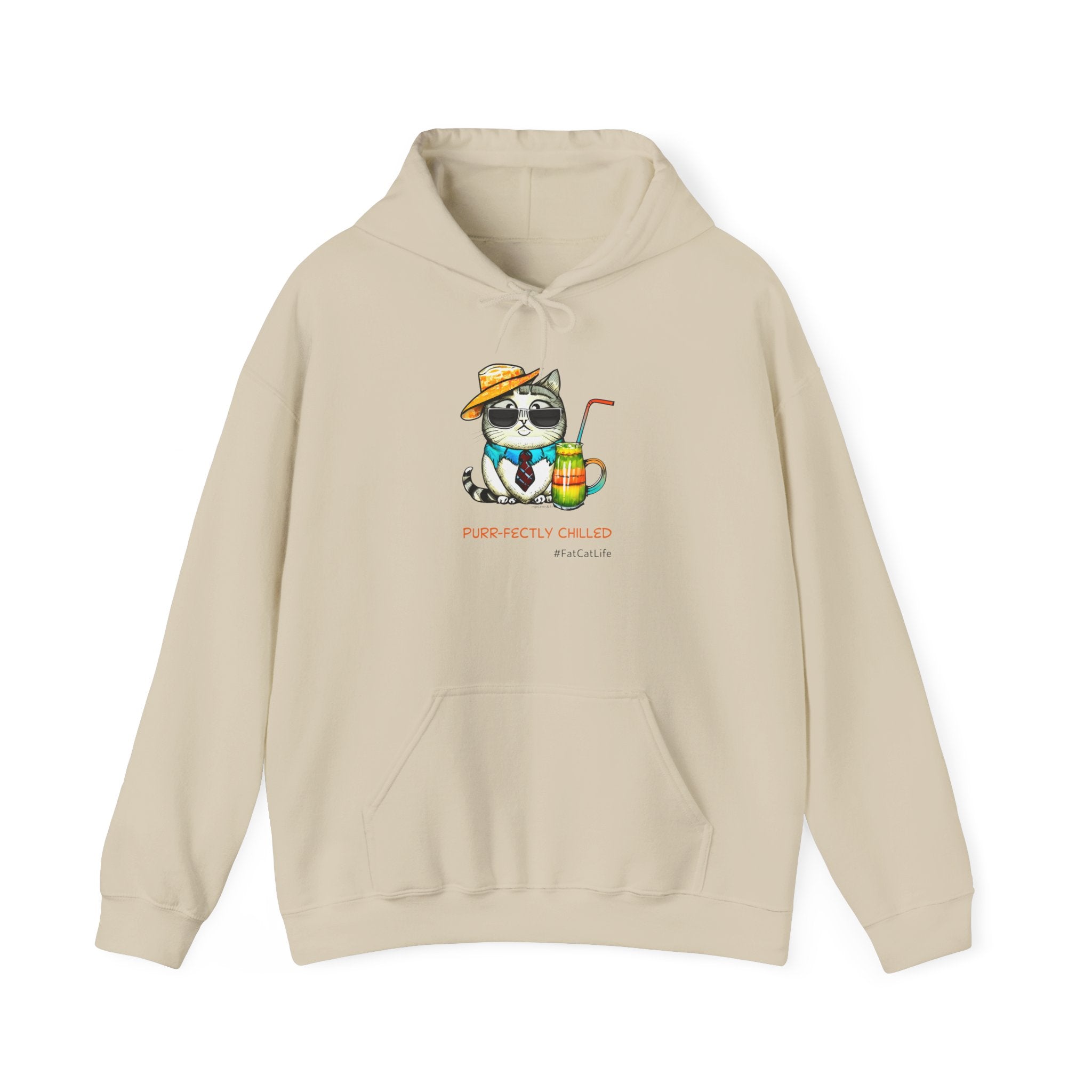 Purr-fectly Chilled Cat Graphic Hoodie Unisex Heavy Blend™ Hooded Sweatshirt