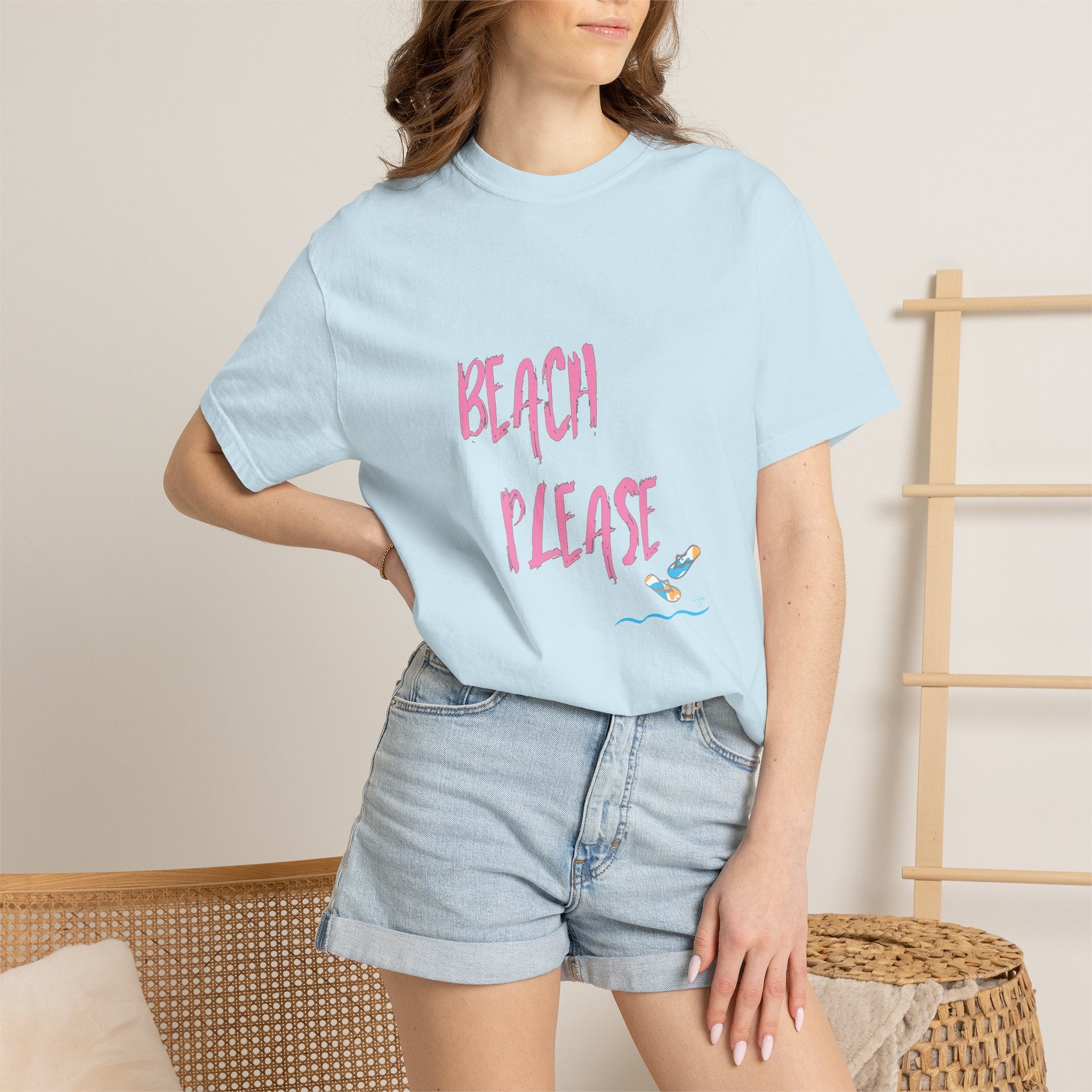 BEACH PLEASE Graphic Unisex Garment-Dyed T-shirt