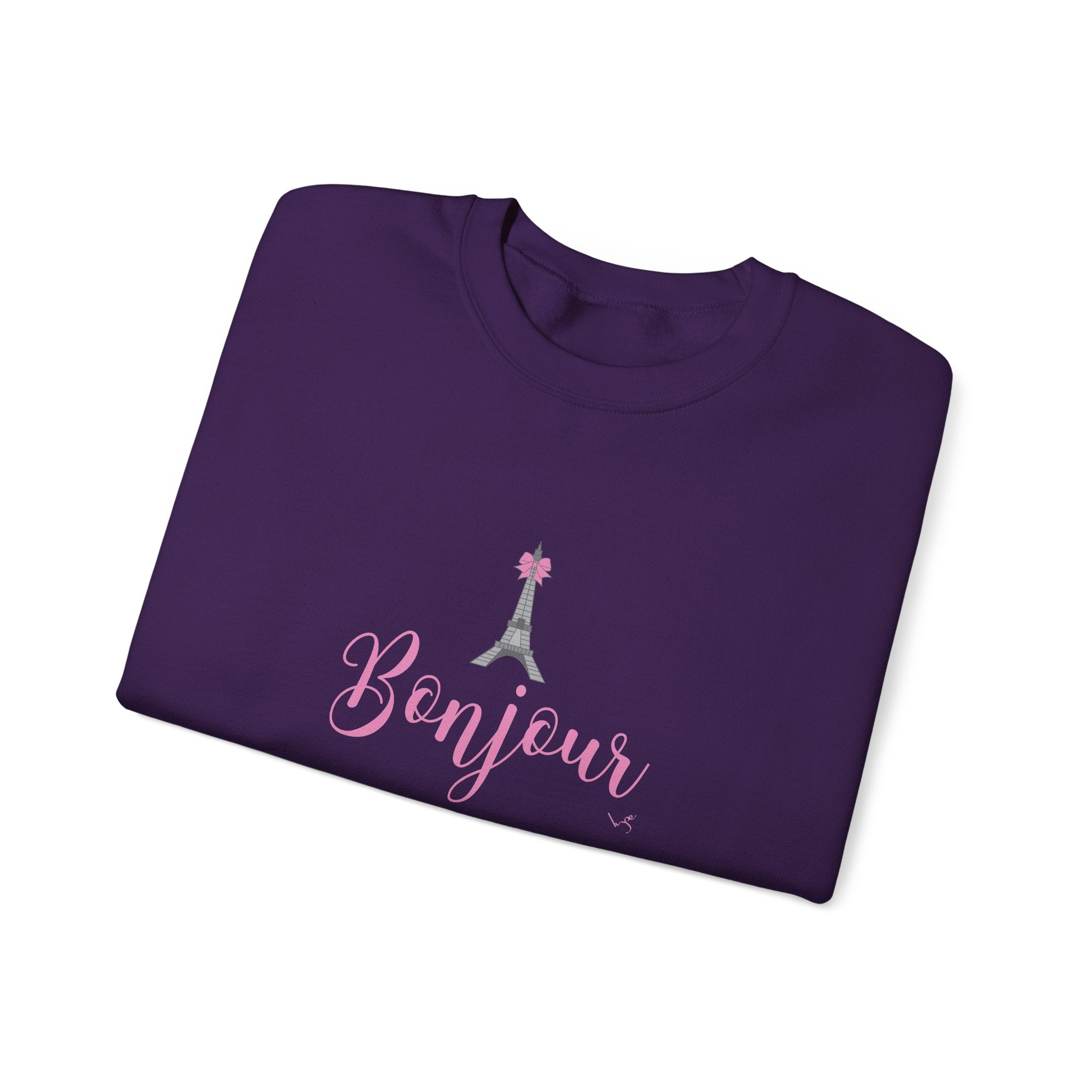Bonjour Paris Eiffel Tower Graphic Sweatshirt - Unisex Heavy Blend™ Crewneck Sweatshirt