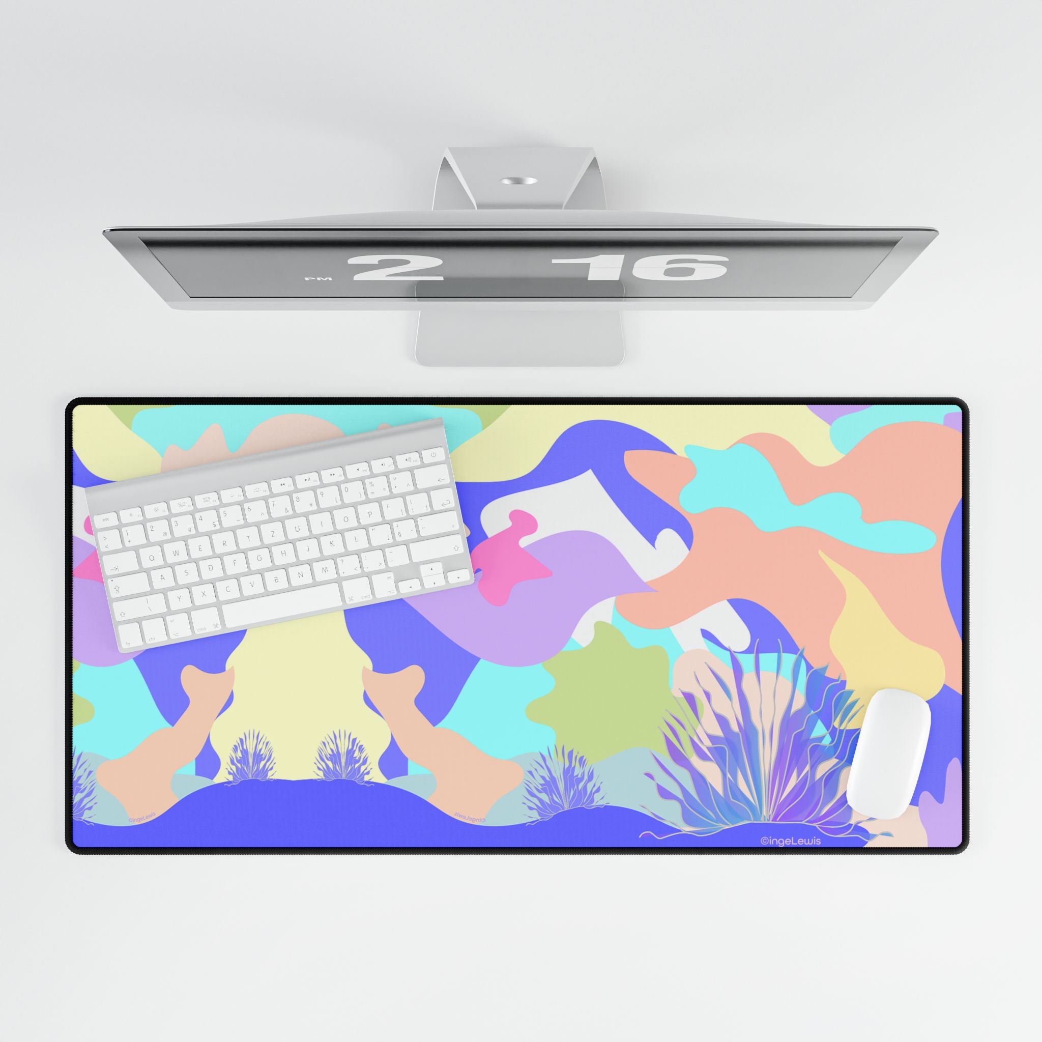 Under the Ocean Pastel Abstract Art Large Desk Mat