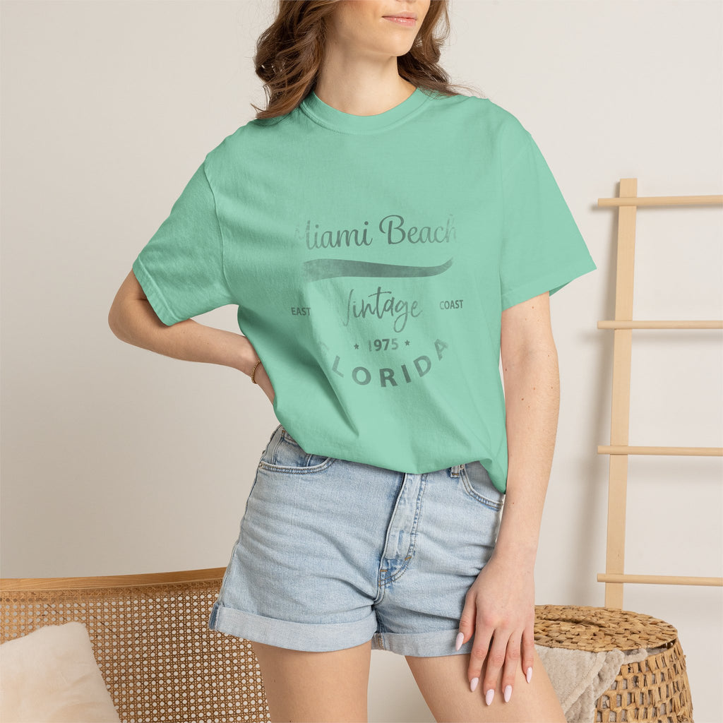 Miami Beach Florida Vintage Graphic Unisex Garment-Dyed T-shirt