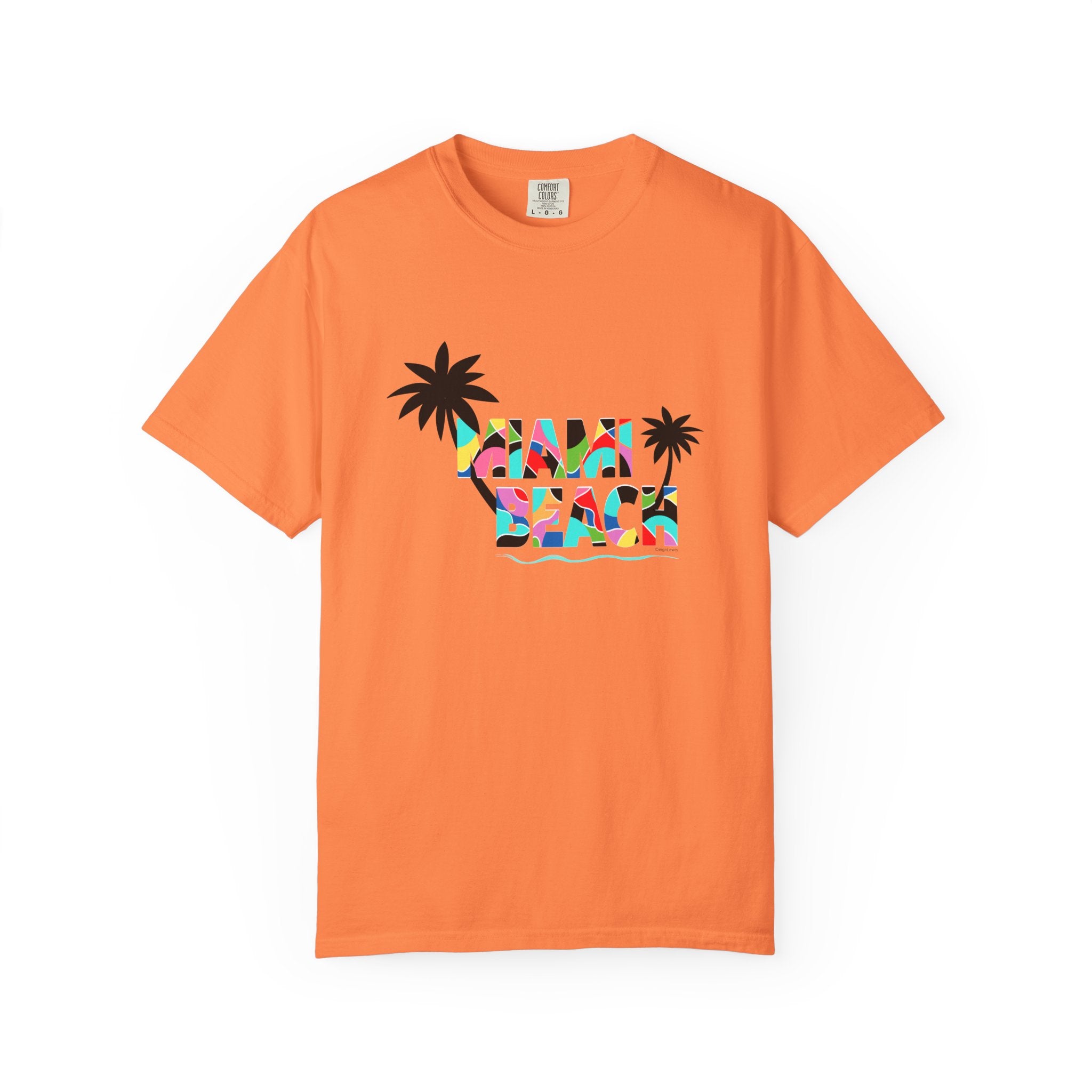 MIAMI BEACH Color Block Graphic Unisex Garment-Dyed T-shirt