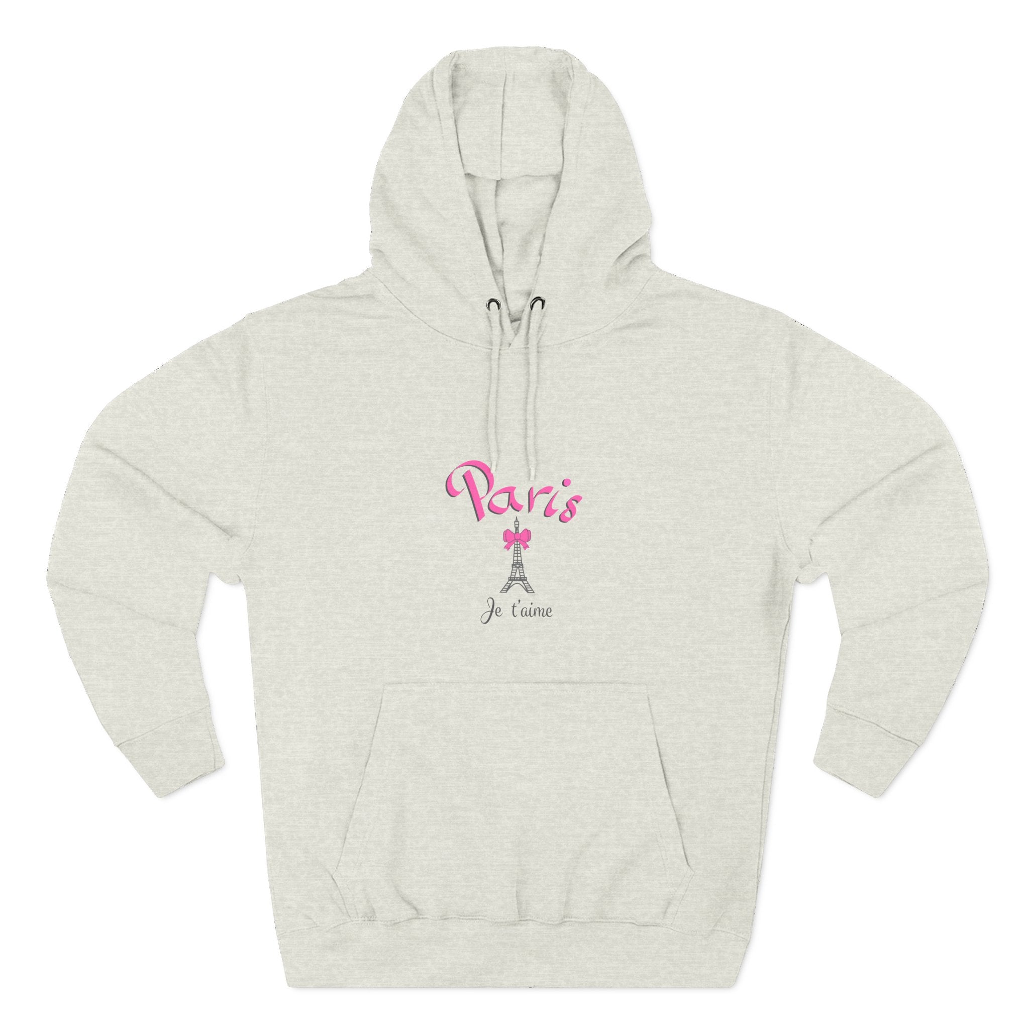Paris Je T’aime Eiffel Tower Graphic Hoodie - Three-Panel Fleece Hoodie