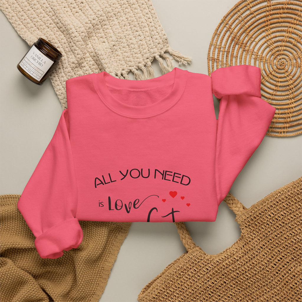 All You Need Is Love and a Cat Graphic Sweatshirt - Unisex Heavy Blend™ Crewneck Sweatshirt