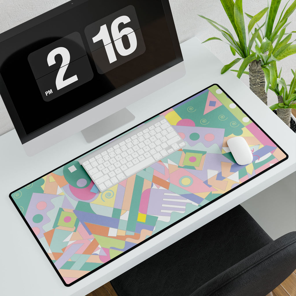 Pastel Geometric Abstract Pattern Large Desk Mat