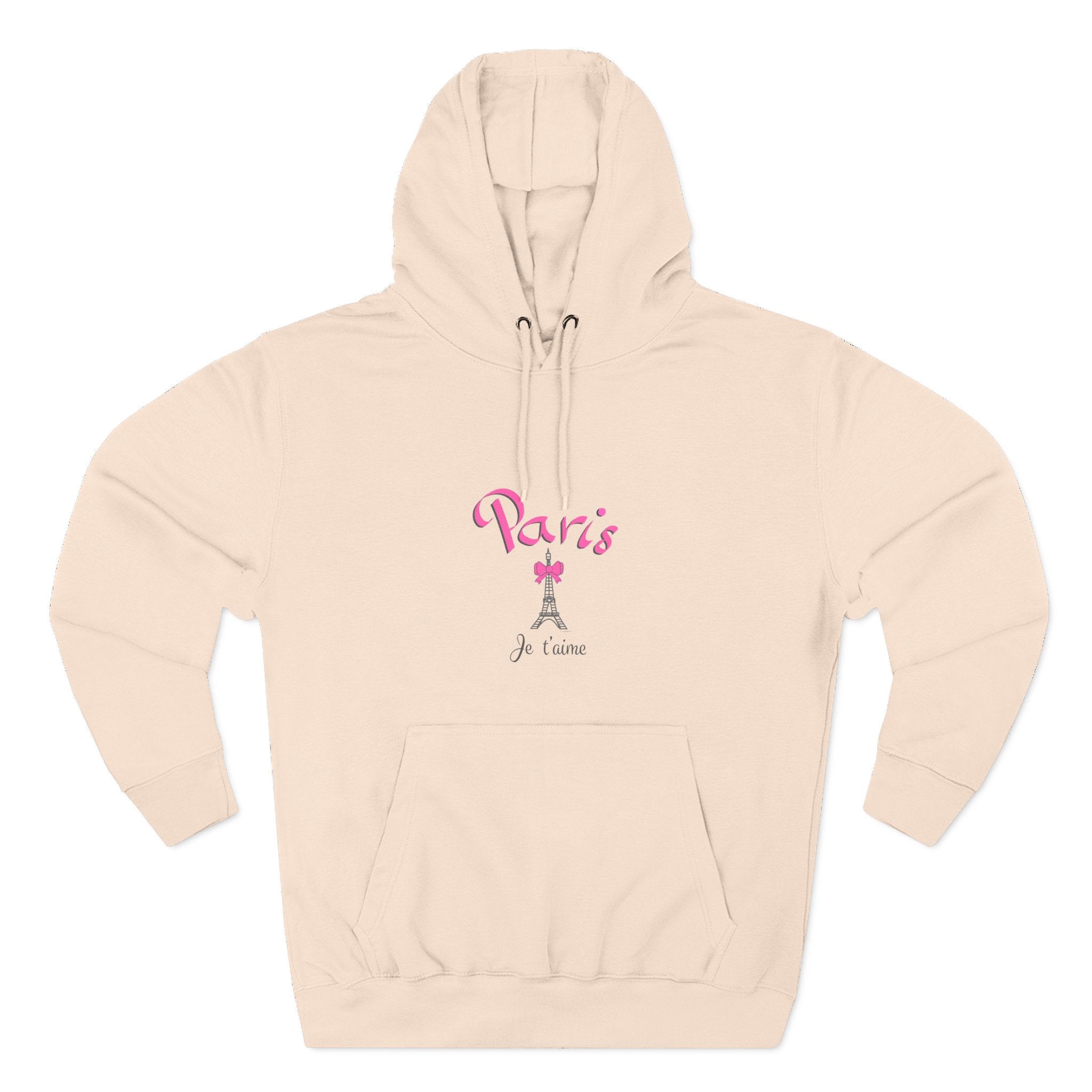 Paris Je T’aime Eiffel Tower Graphic Hoodie - Three-Panel Fleece Hoodie