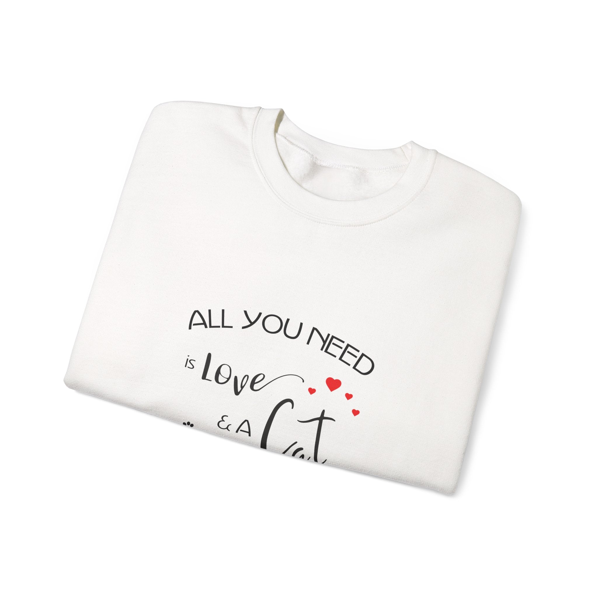All You Need Is Love and a Cat Graphic Sweatshirt - Unisex Heavy Blend™ Crewneck Sweatshirt