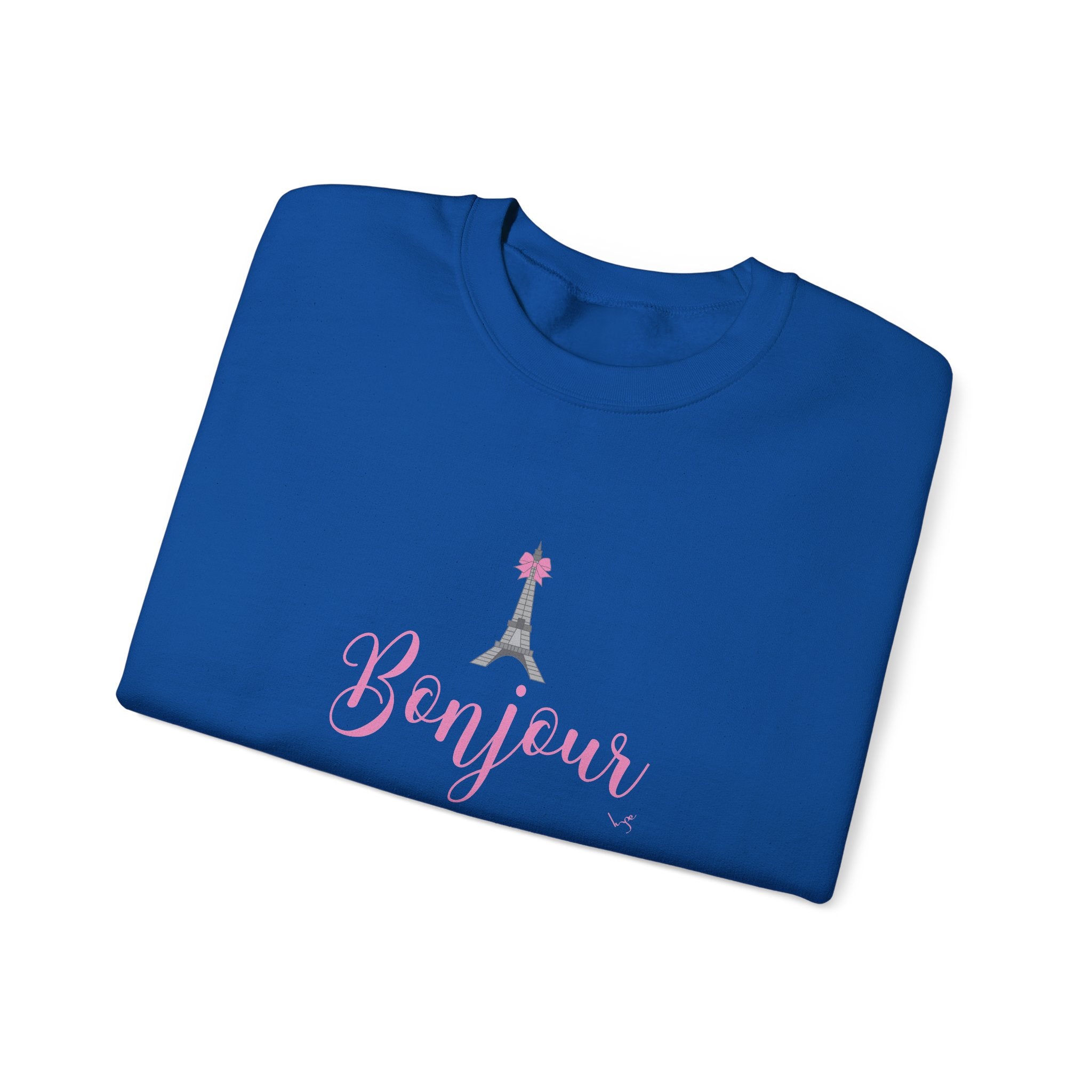 Bonjour Paris Eiffel Tower Graphic Sweatshirt - Unisex Heavy Blend™ Crewneck Sweatshirt