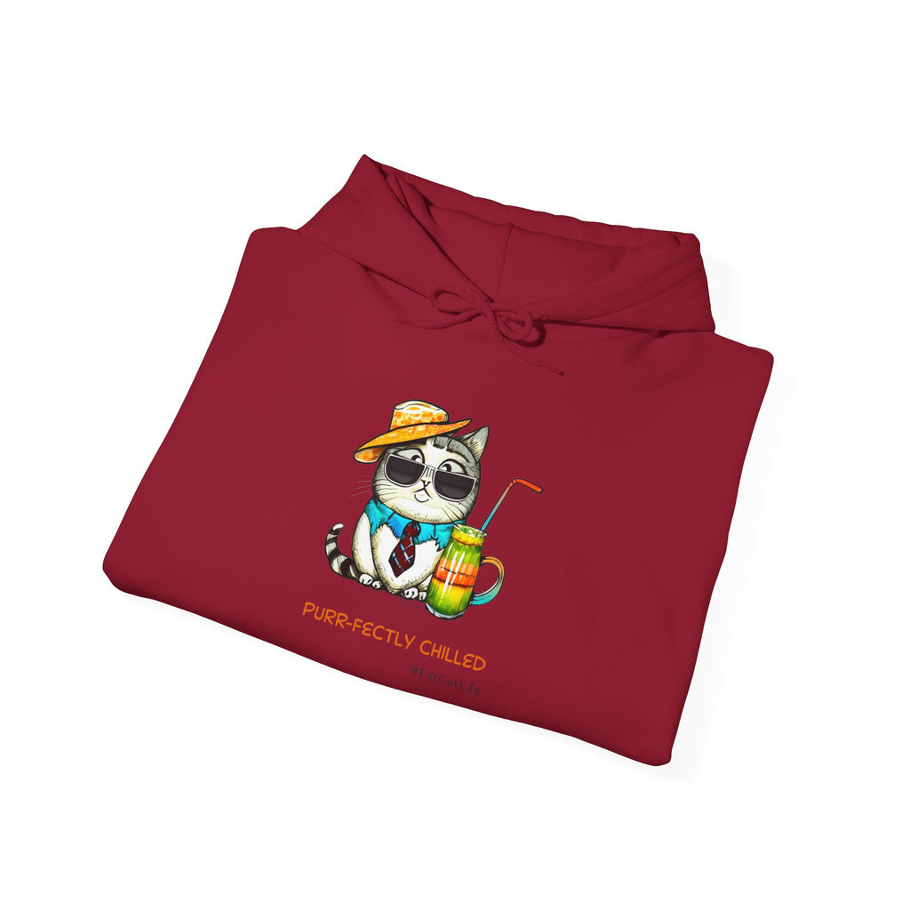 Purr-fectly Chilled Cat Graphic Hoodie Unisex Heavy Blend™ Hooded Sweatshirt