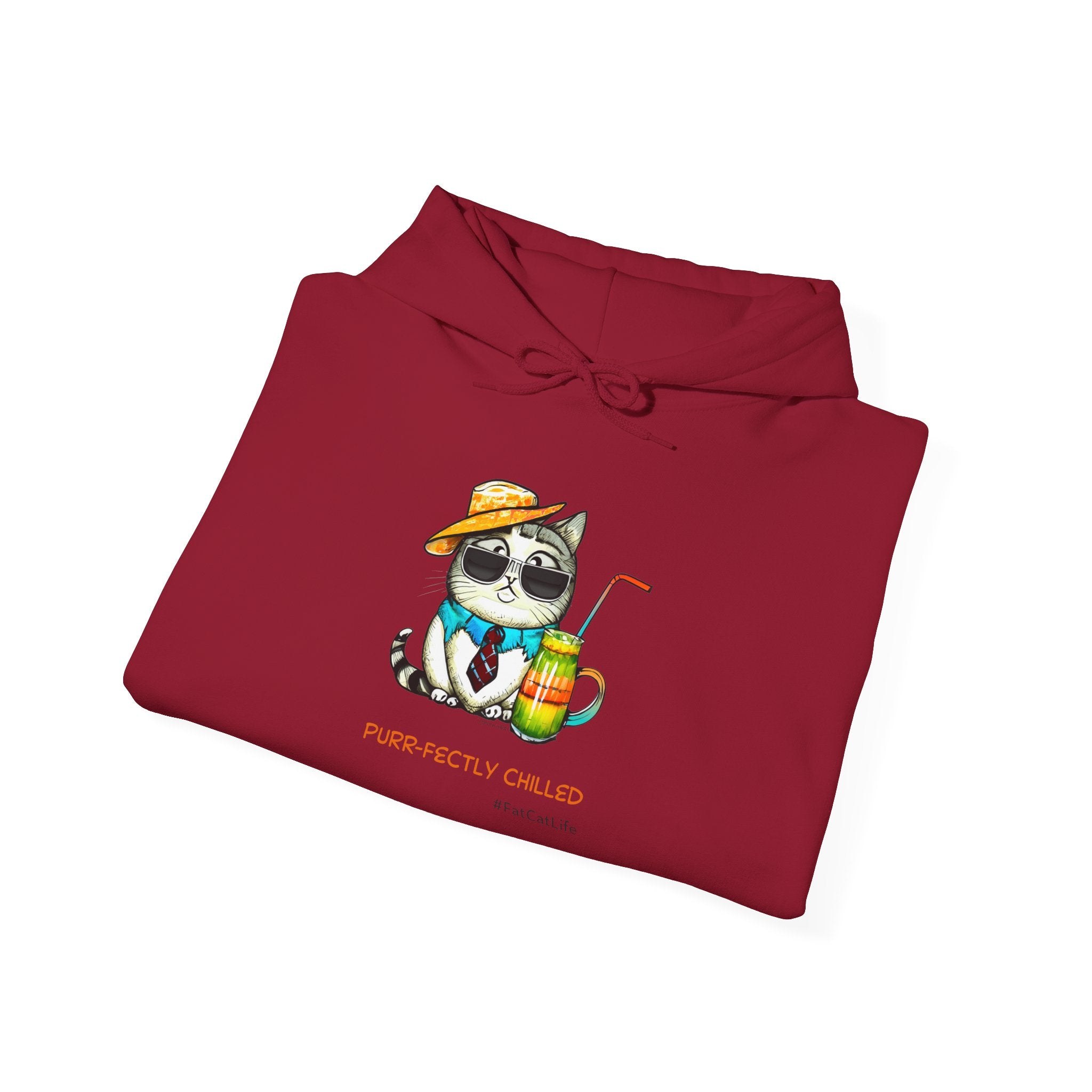 Purr-fectly Chilled Cat Graphic Hoodie Unisex Heavy Blend™ Hooded Sweatshirt
