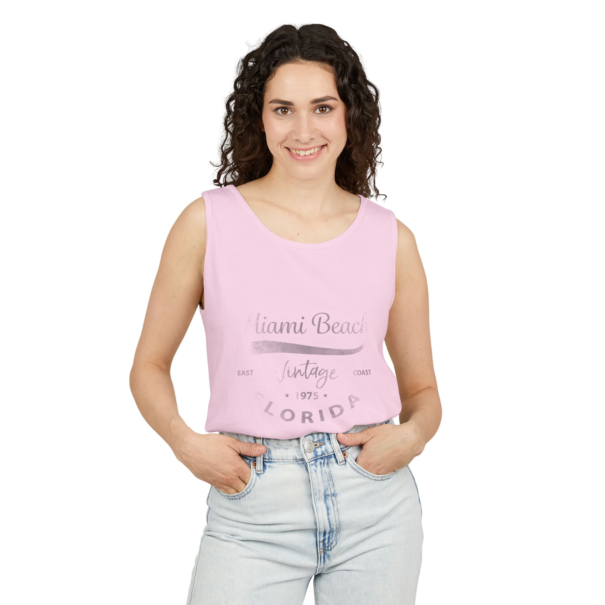 Miami Beach Vintage Graphic Tee Unisex Garment-Dyed Tank Top