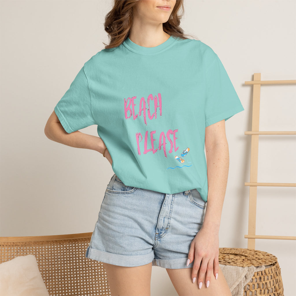 BEACH PLEASE Graphic Unisex Garment-Dyed T-shirt