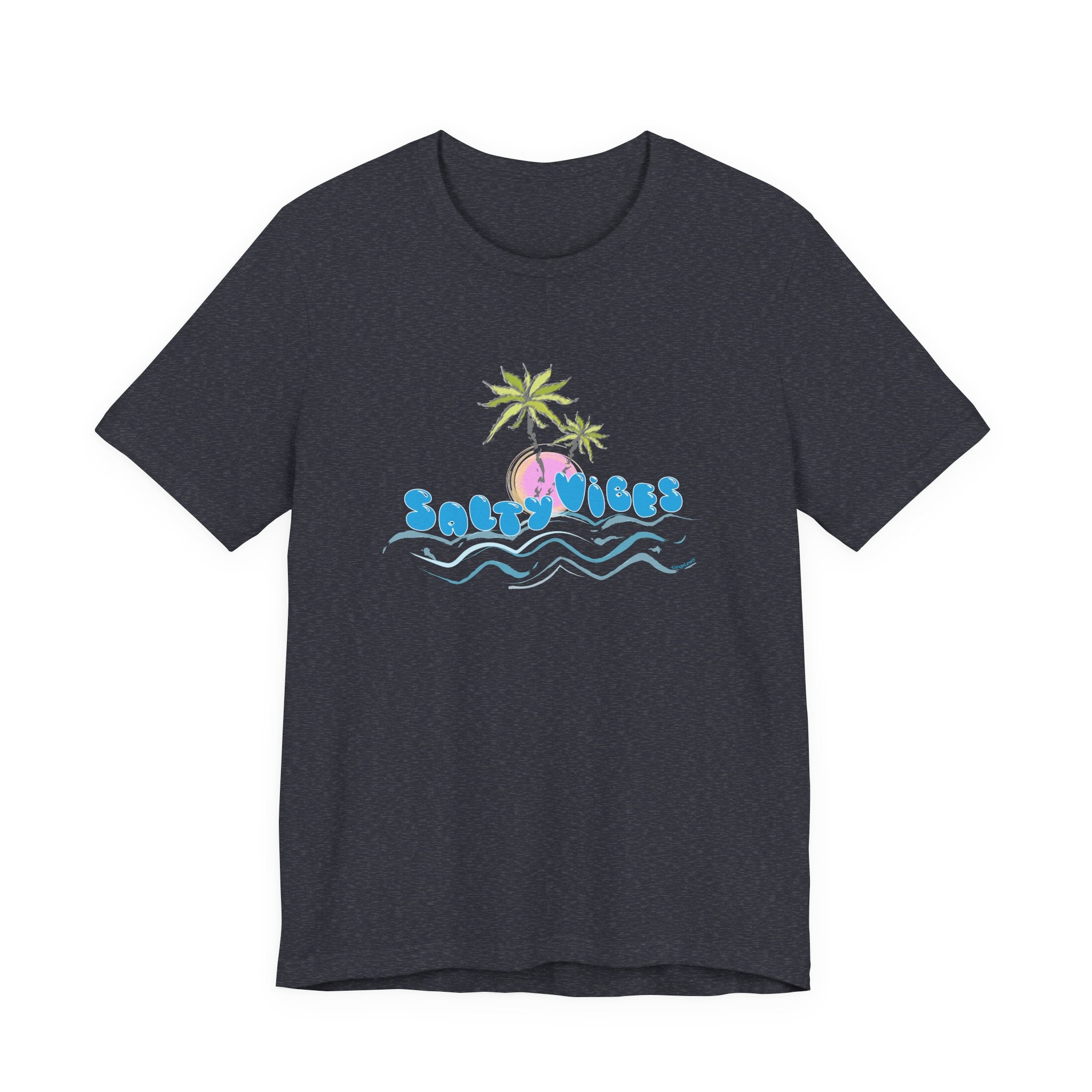 Salty Vibes Palm Trees Beach Graphic Unisex Short Sleeve Tee