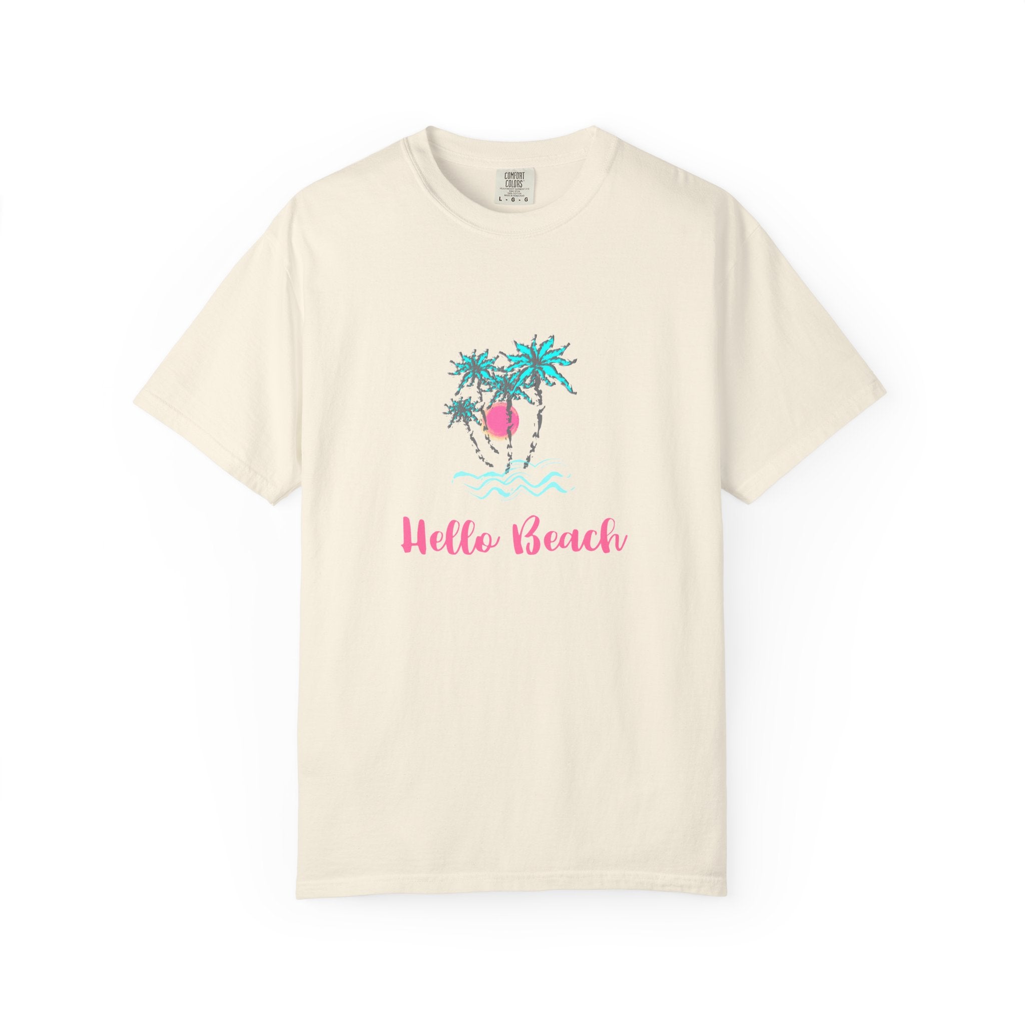 Hello Beach Graphic Unisex Garment-Dyed T-shirt