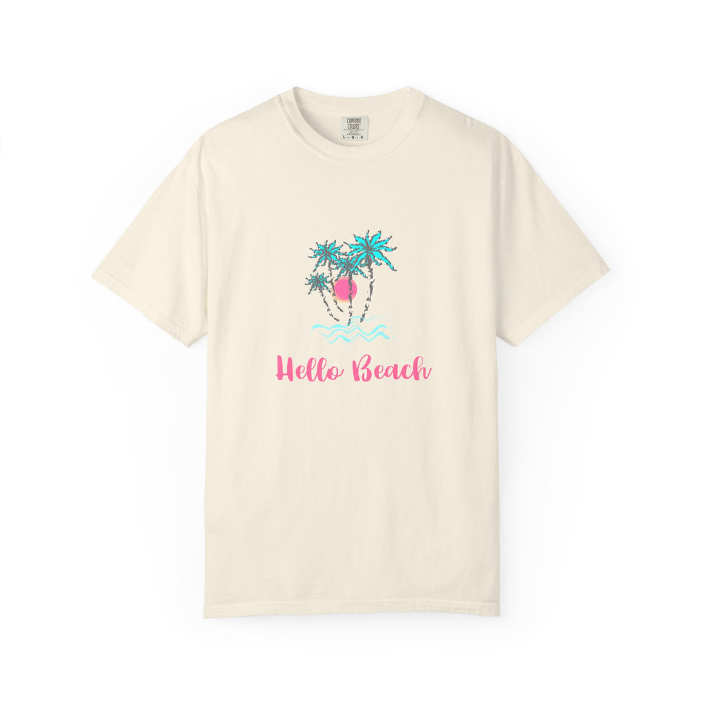 Hello Beach Graphic Unisex Garment-Dyed T-shirt