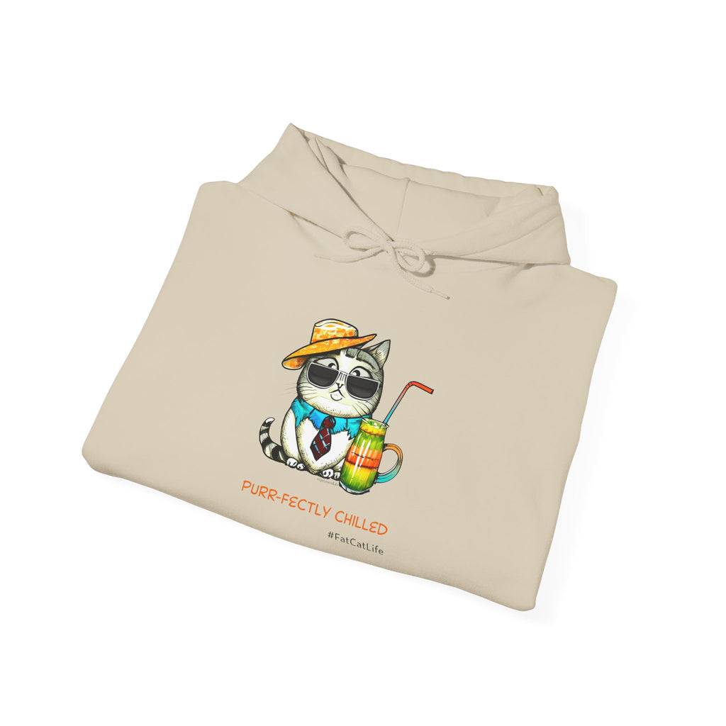 Purr-fectly Chilled Cat Graphic Hoodie Unisex Heavy Blend™ Hooded Sweatshirt