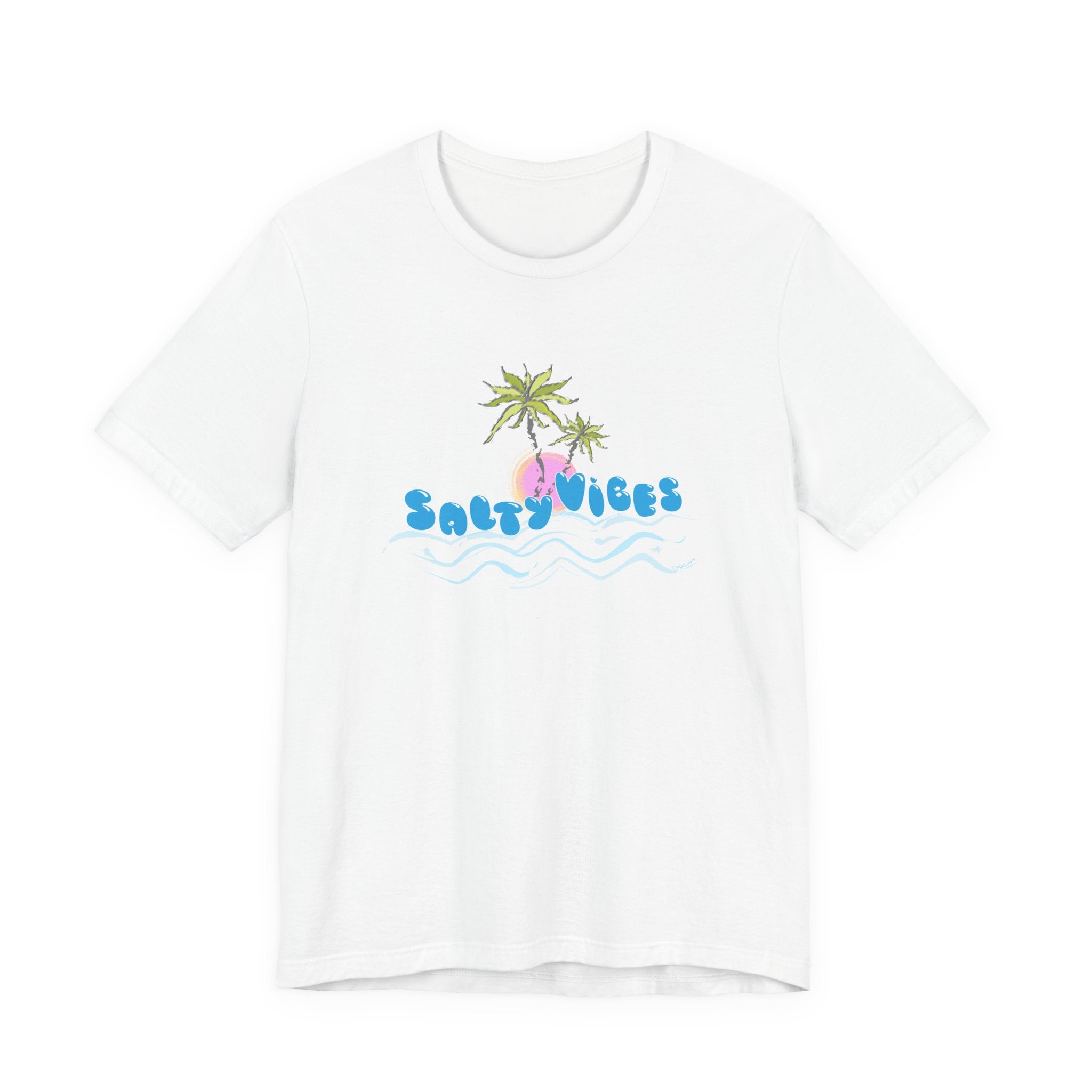 Salty Vibes Palm Trees Beach Graphic Unisex Short Sleeve Tee