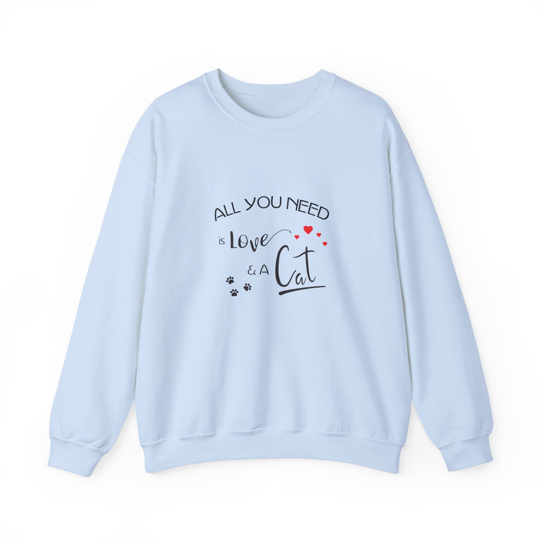 All You Need Is Love and a Cat Graphic Sweatshirt - Unisex Heavy Blend™ Crewneck Sweatshirt