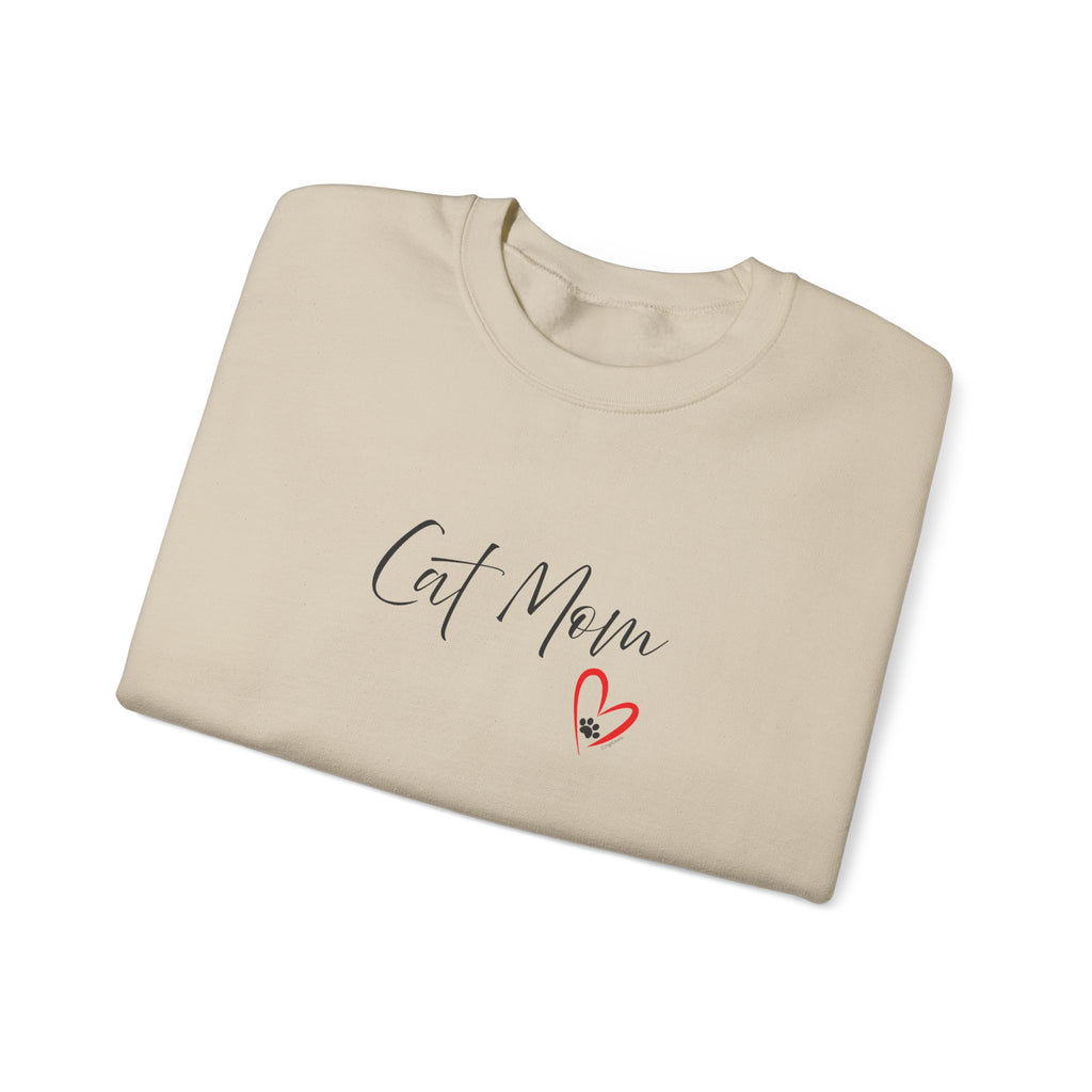 Cat Mom Heart Unisex Crewneck Sweatshirt