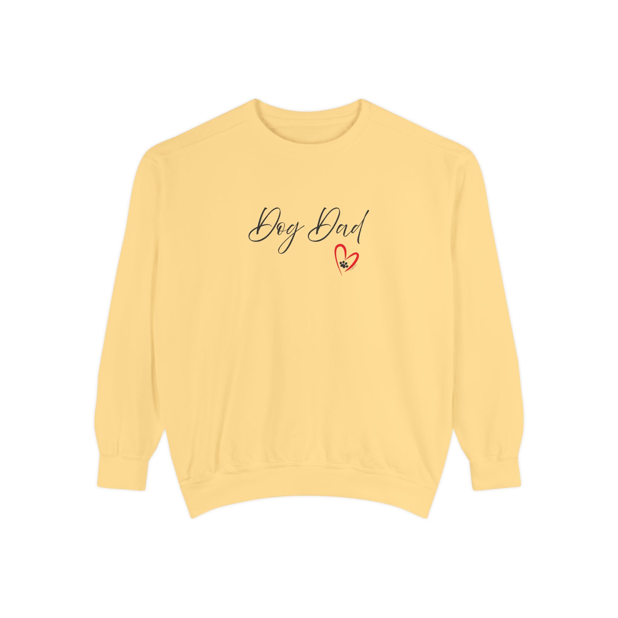 Dog Dad Heart Graphic Hoodie Garment-Dyed Sweatshirt