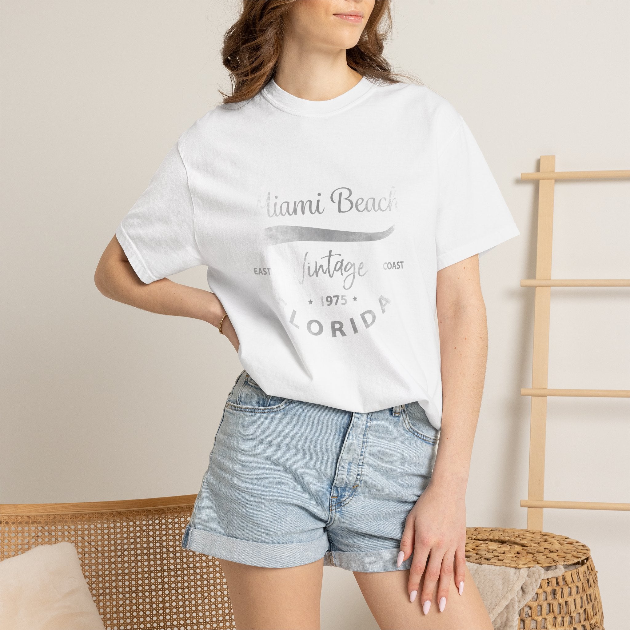 Miami Beach Florida Vintage Graphic Unisex Garment-Dyed T-shirt