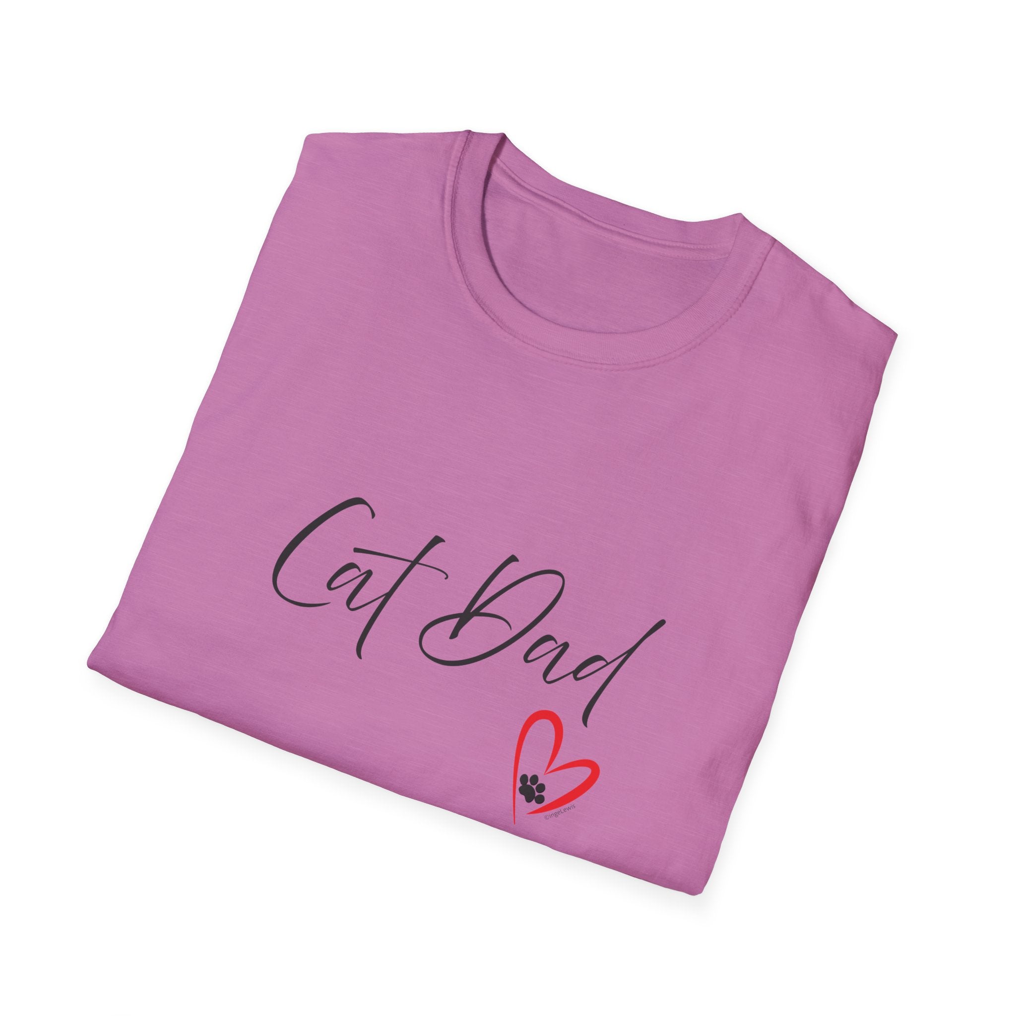 Cat Dad Heart Paw Graphic T-Shirt
