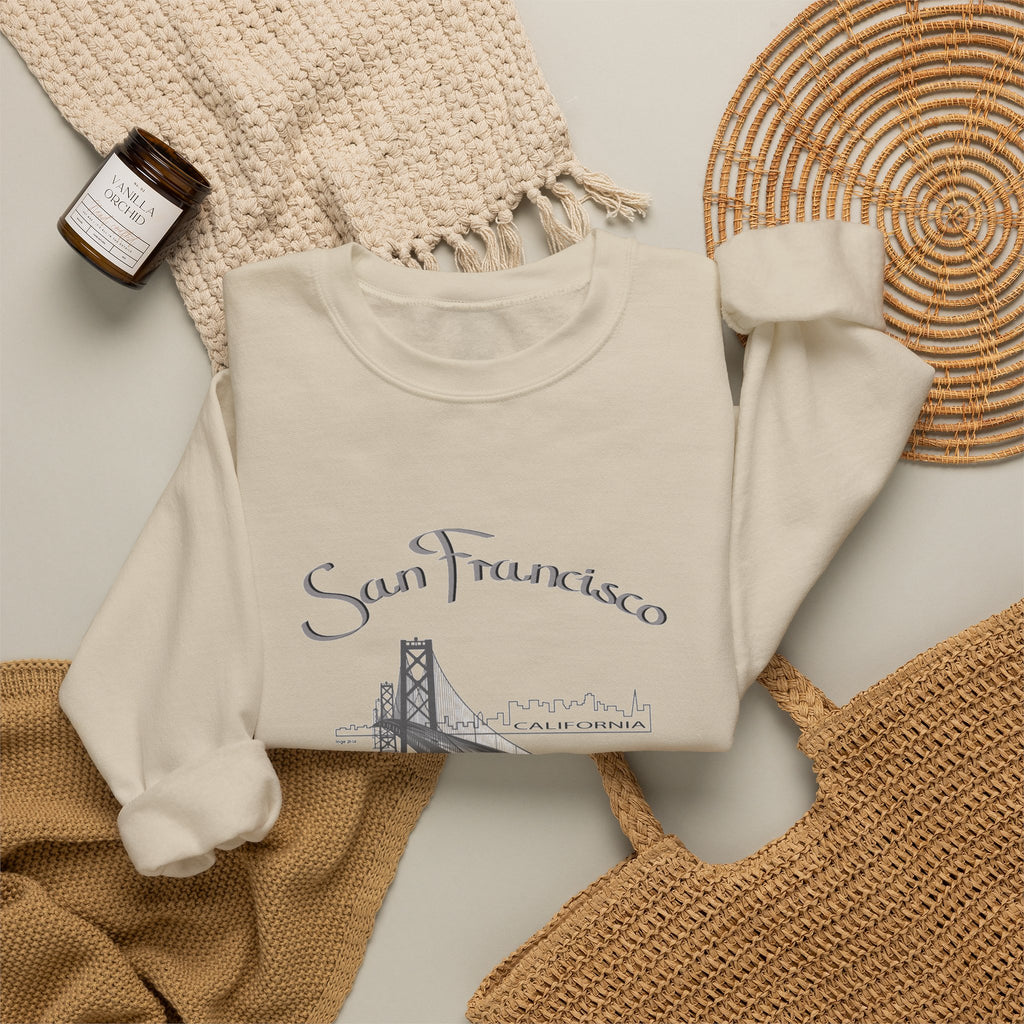 San Francisco Bridge Crewneck Sweatshirt — Vintage City Skyline Pullover