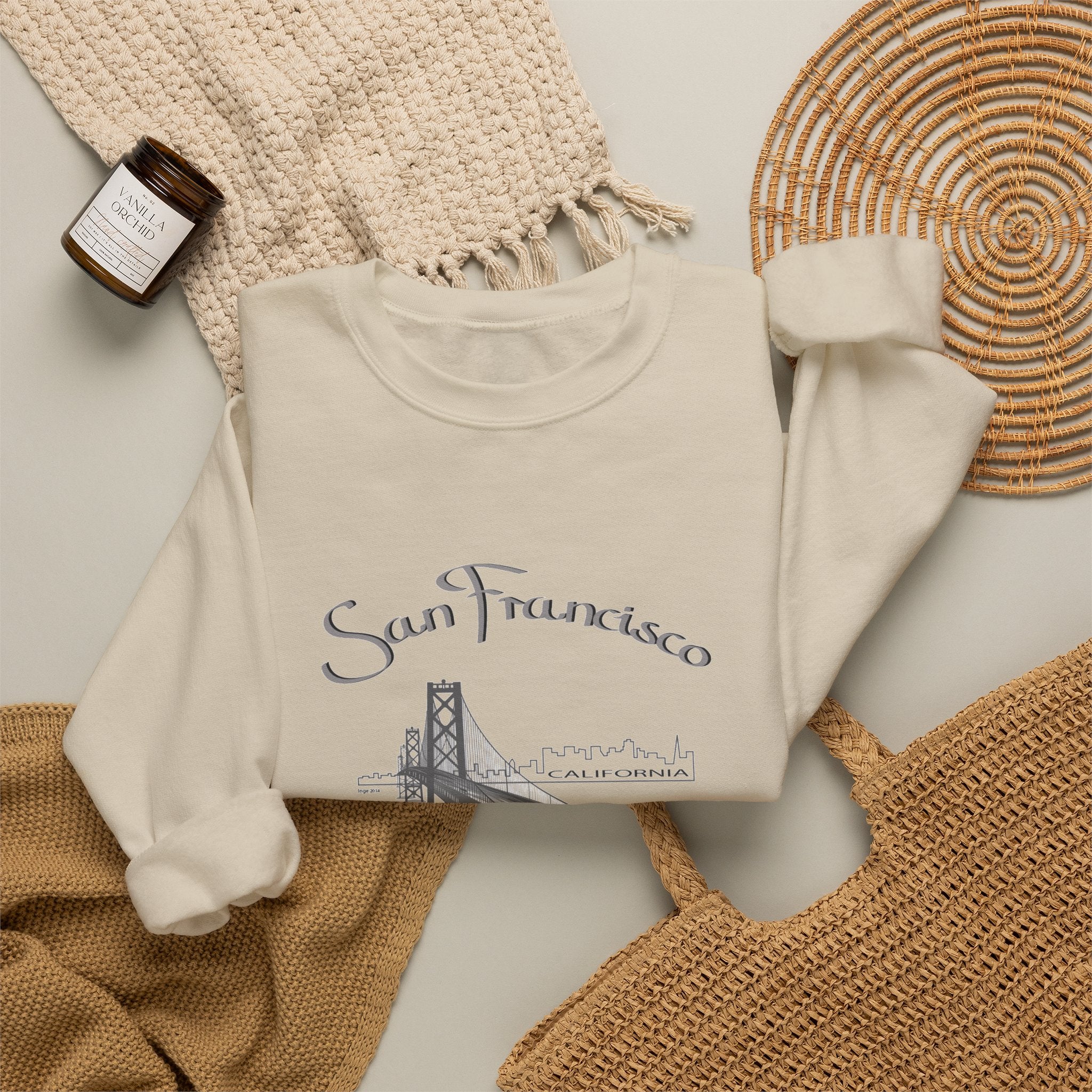 San Francisco Bridge Crewneck Sweatshirt — Vintage City Skyline Pullover