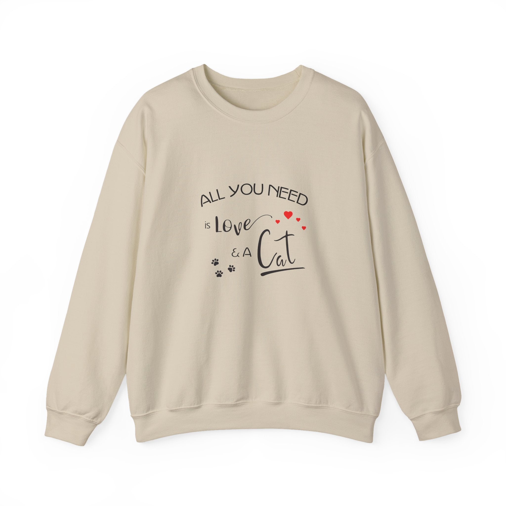 All You Need Is Love and a Cat Graphic Sweatshirt - Unisex Heavy Blend™ Crewneck Sweatshirt