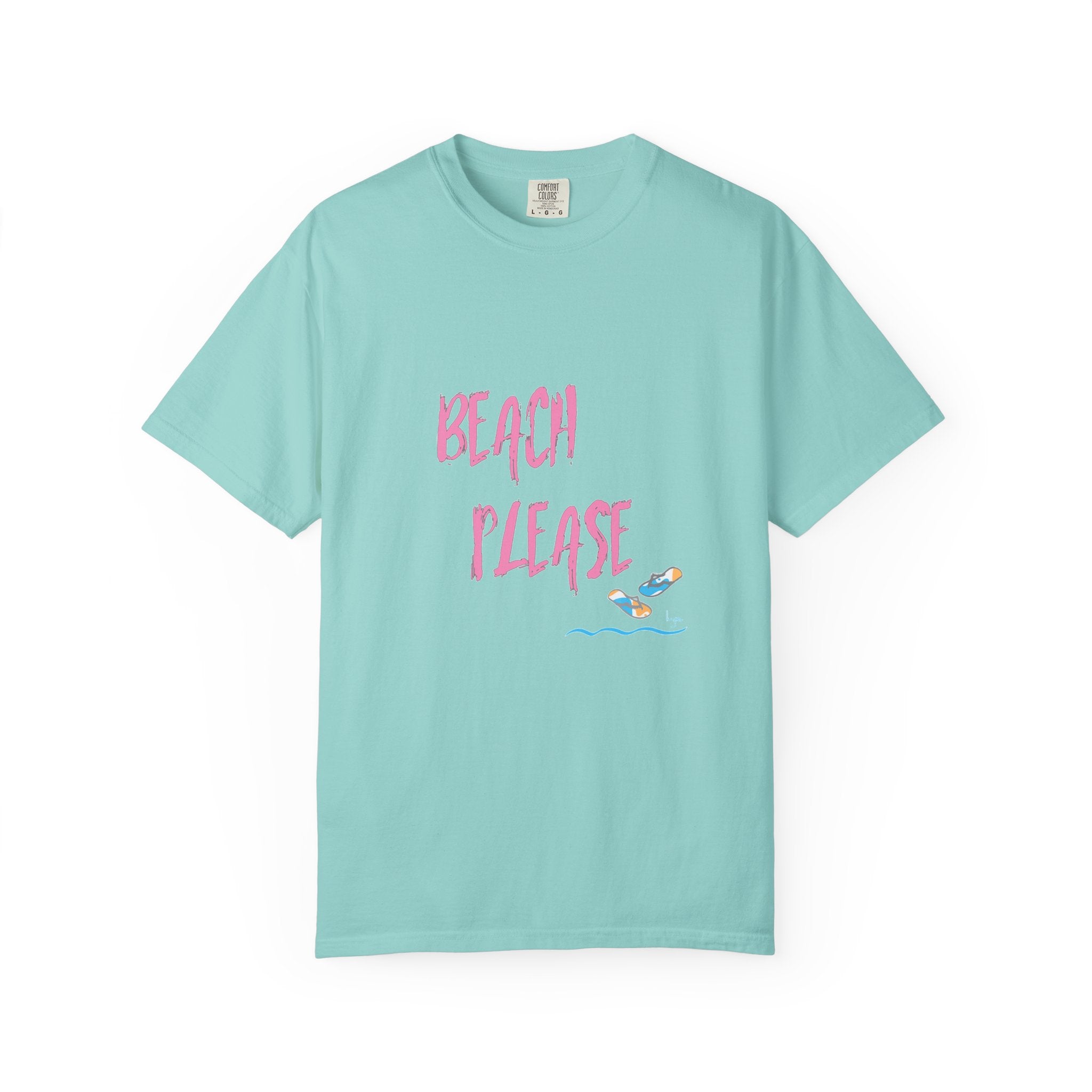 BEACH PLEASE Graphic Unisex Garment-Dyed T-shirt