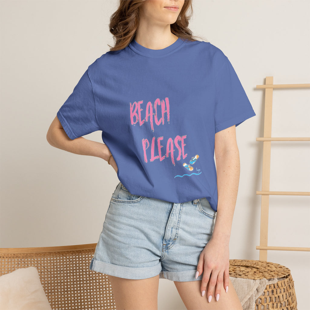 BEACH PLEASE Graphic Unisex Garment-Dyed T-shirt