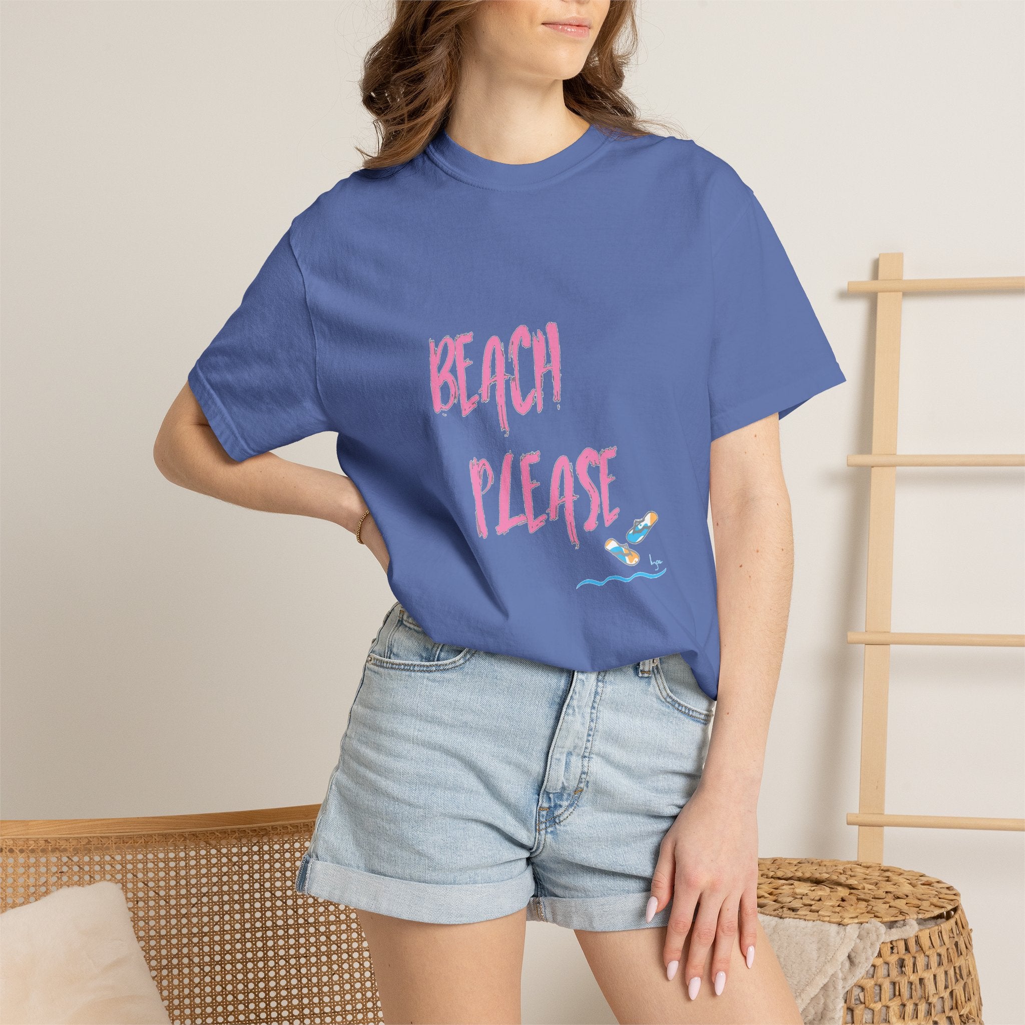 BEACH PLEASE Graphic Unisex Garment-Dyed T-shirt