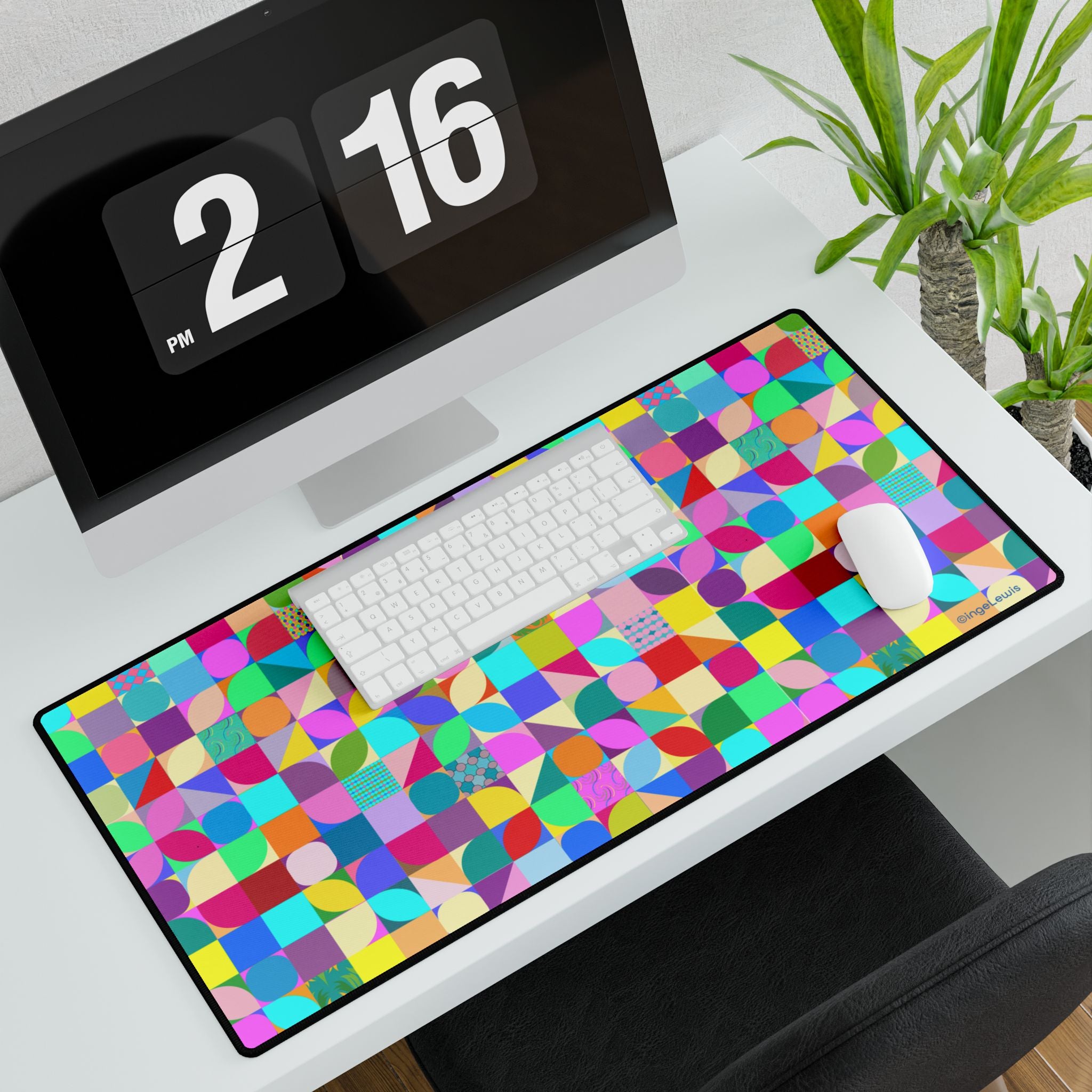 Colorful Geometric Abstract Art Large Desk Mat
