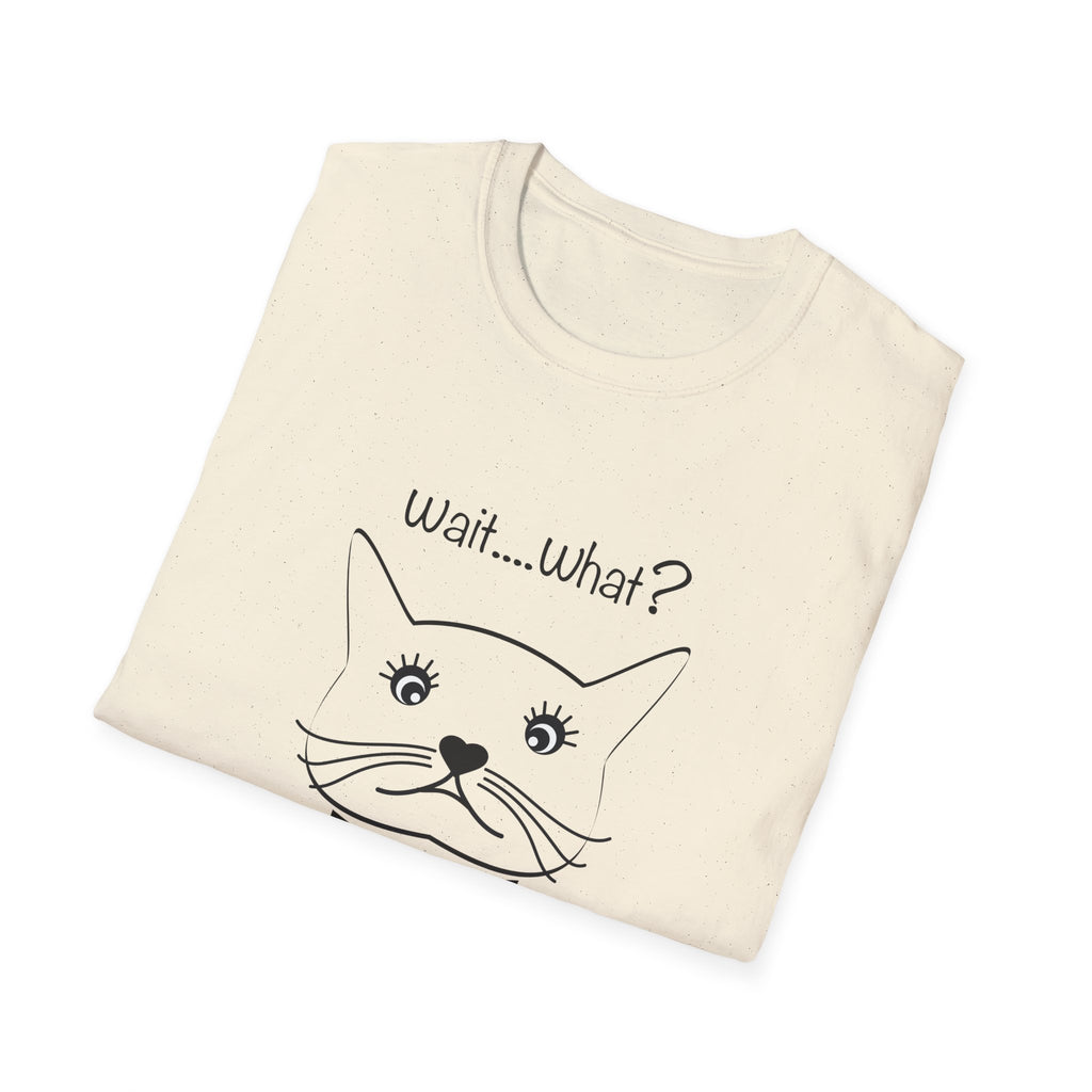 Wait, What? Funny Cat Graphic T-Shirt with Bow Tie