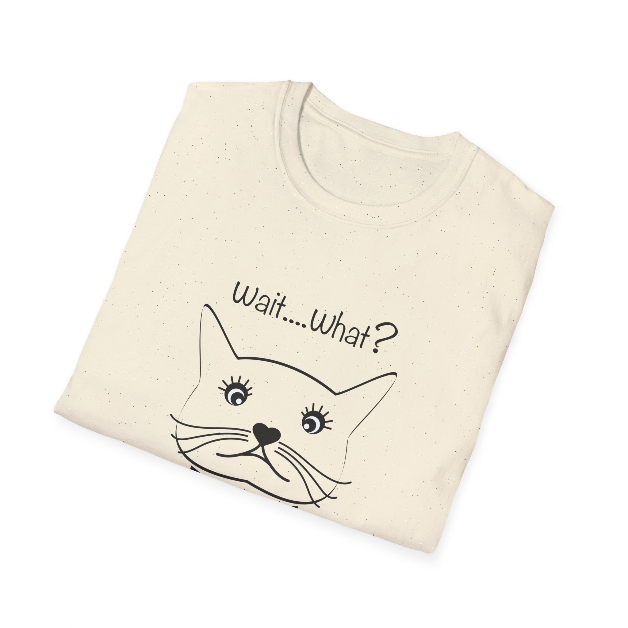 Wait, What? Funny Cat Graphic T-Shirt with Bow Tie