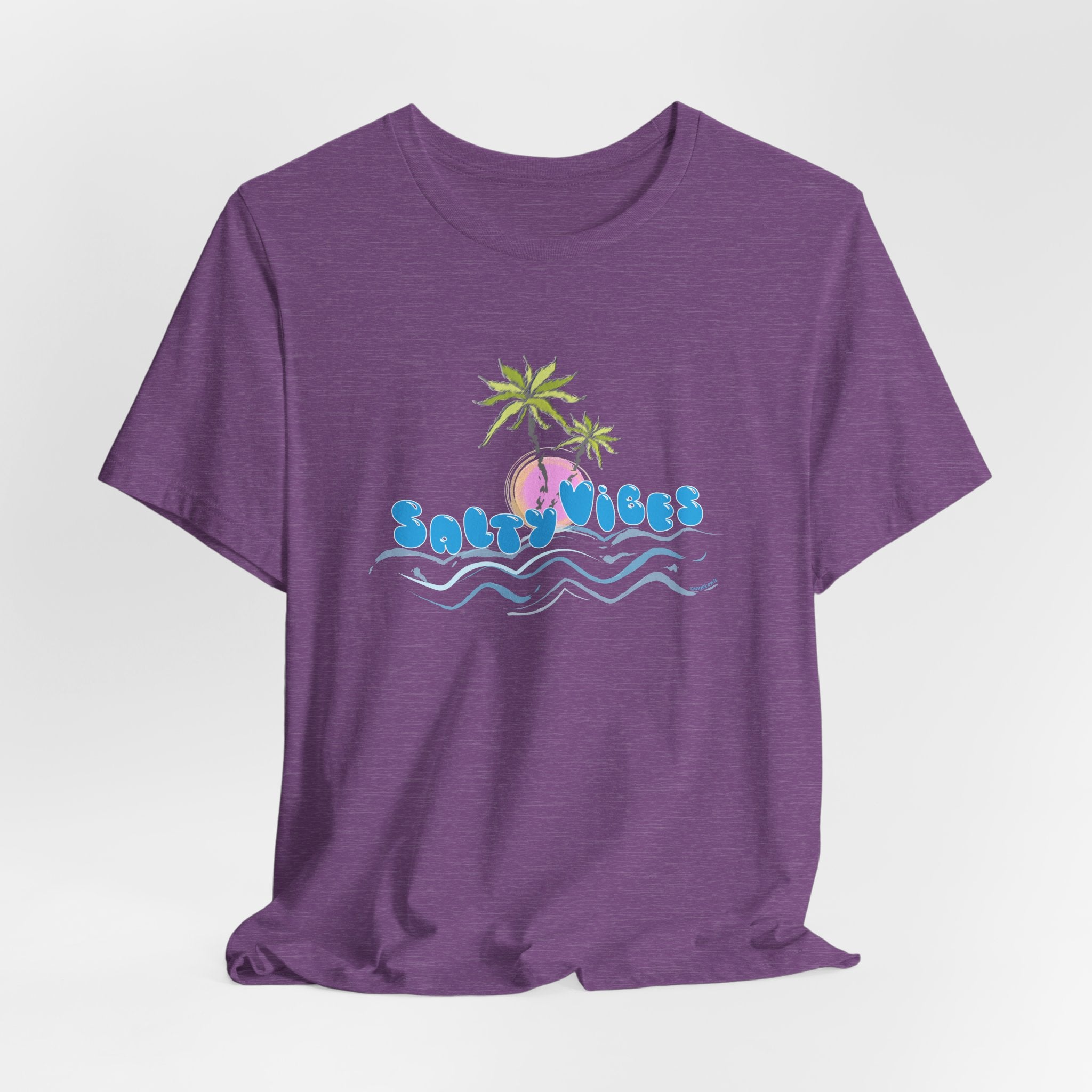 Salty Vibes Palm Trees Beach Graphic Unisex Short Sleeve Tee