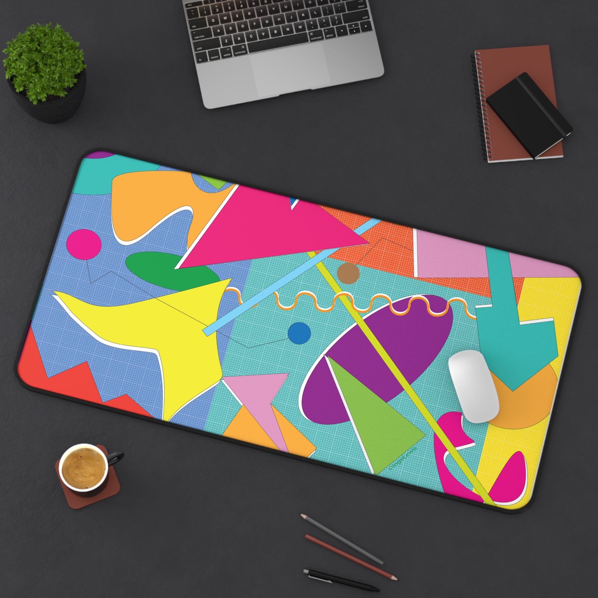 Connection Abstract Art Desk Mat – Colorful Geometric Modern Workspace Decor