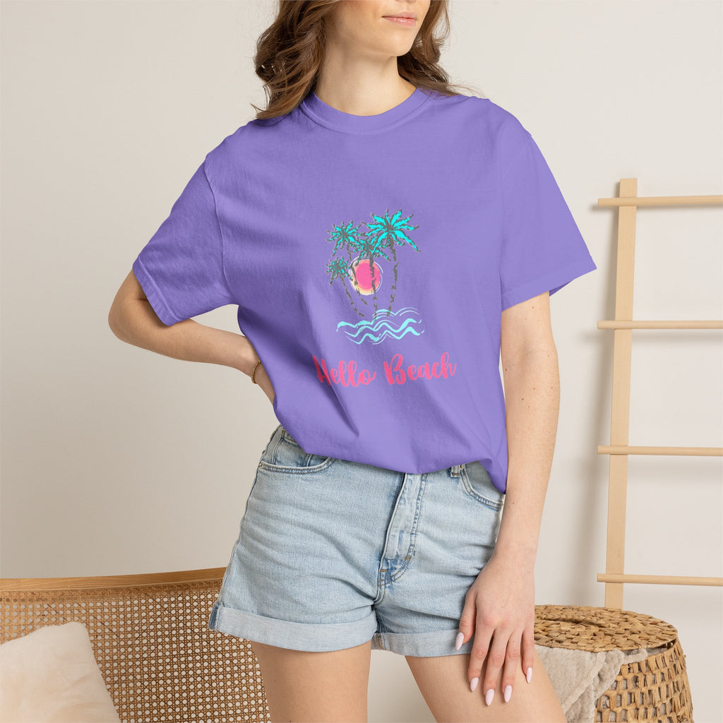 Hello Beach Graphic Unisex Garment-Dyed T-shirt