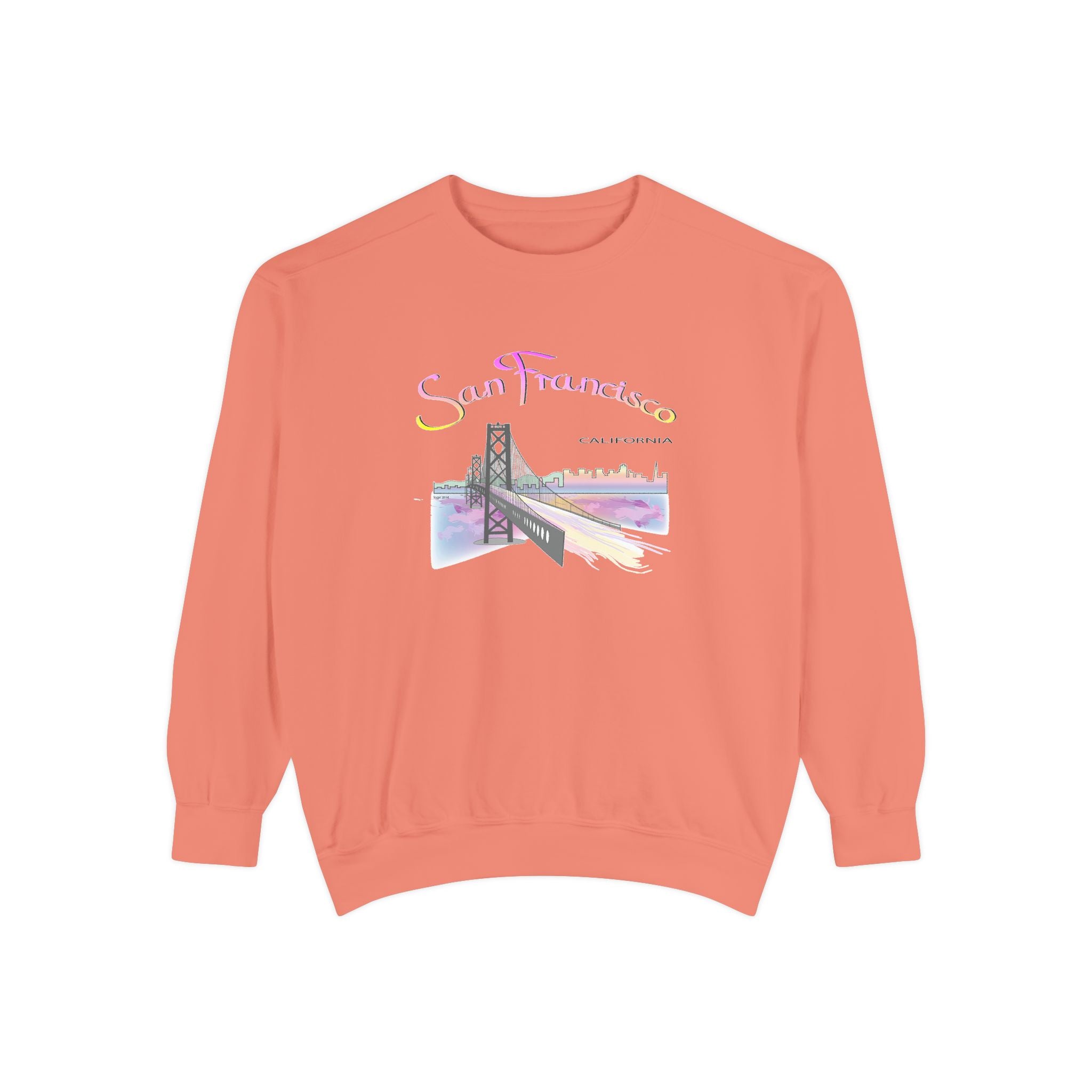San Francisco Rainbow Bridge Graphic Sweatshirt - Unisex Garment-Dyed Sweatshirt