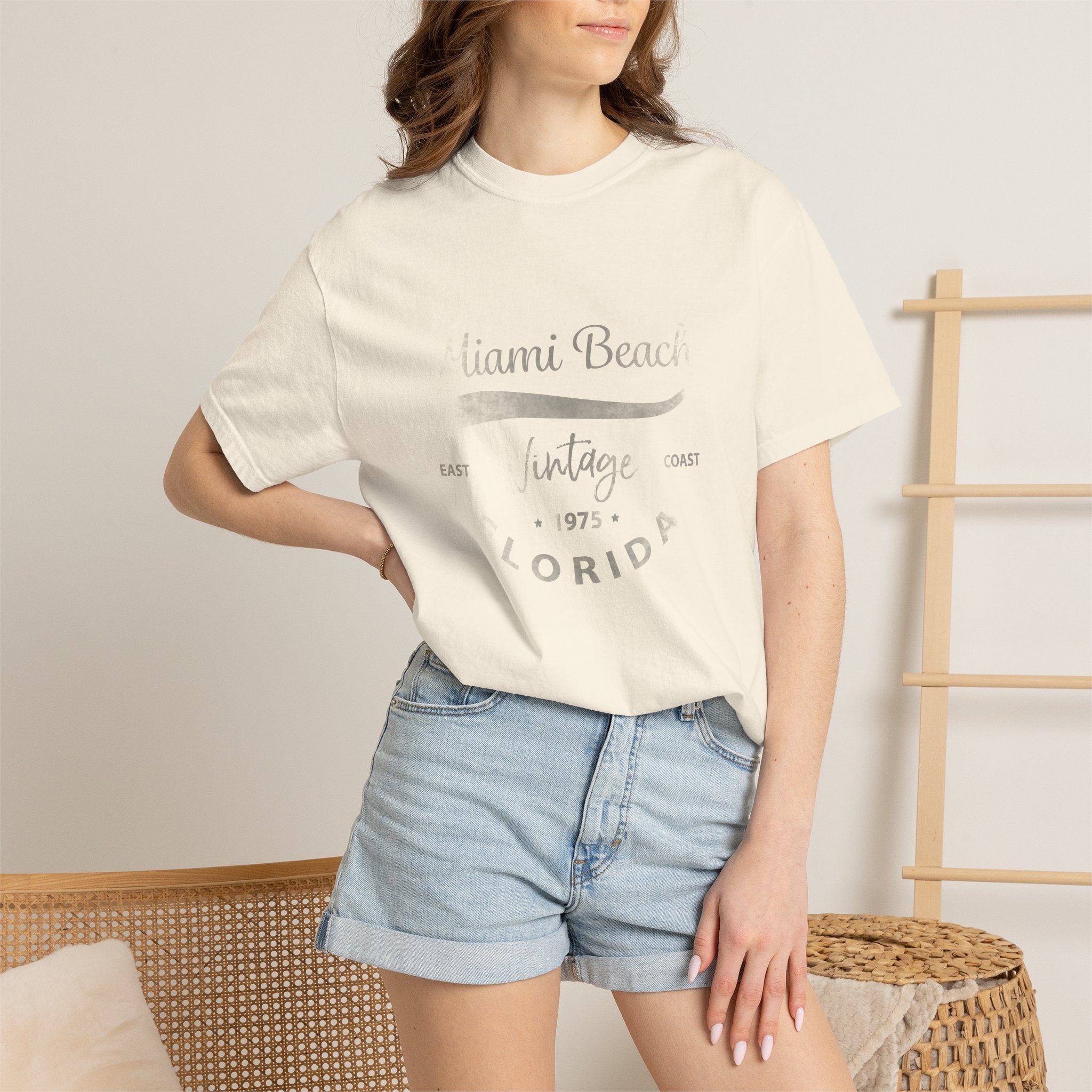 Miami Beach Florida Vintage Graphic Unisex Garment-Dyed T-shirt