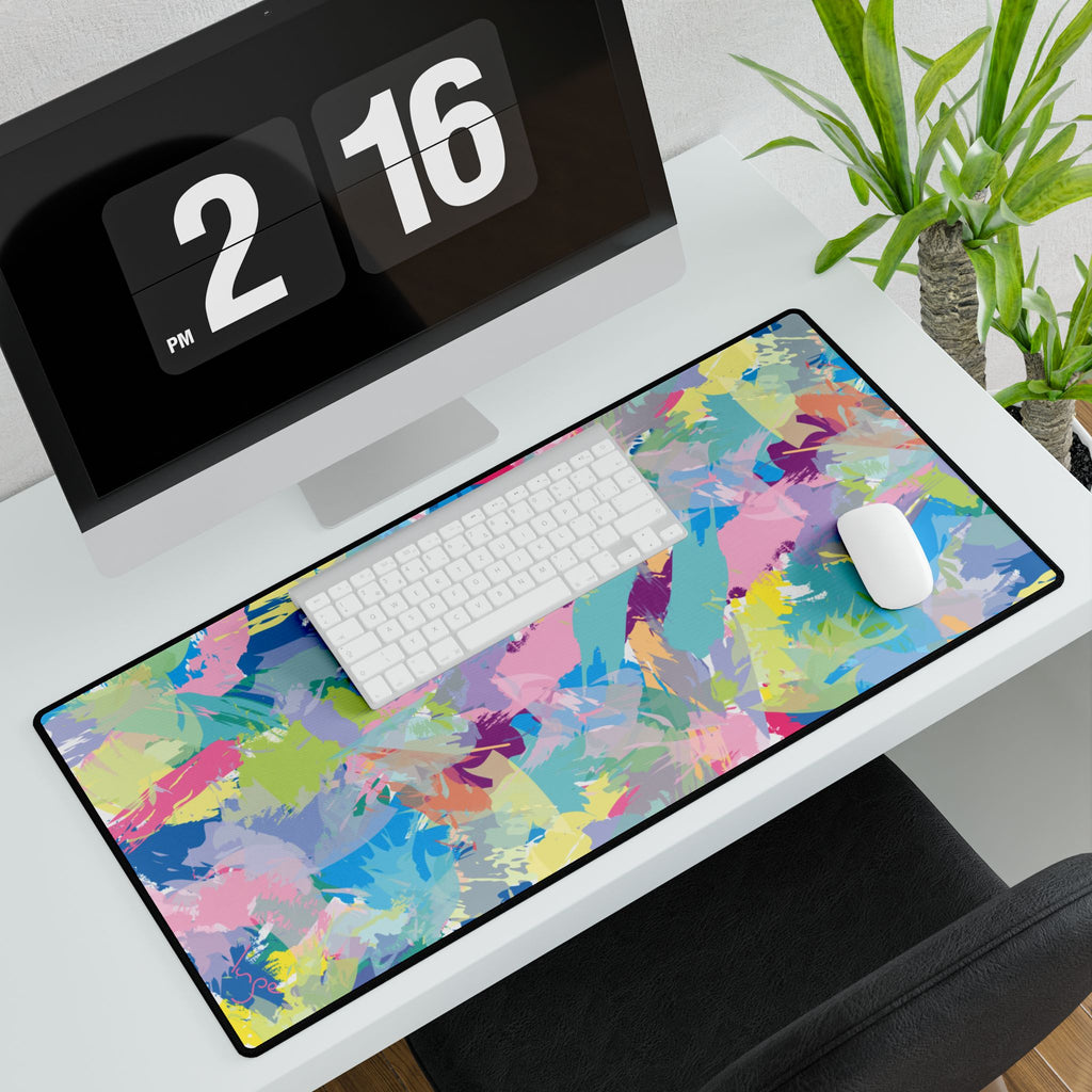 Happy Day colorful Abstract Brushstroke Art Large Desk Mat