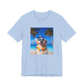 Beach Please Dog in Blue Hat T-Shirt