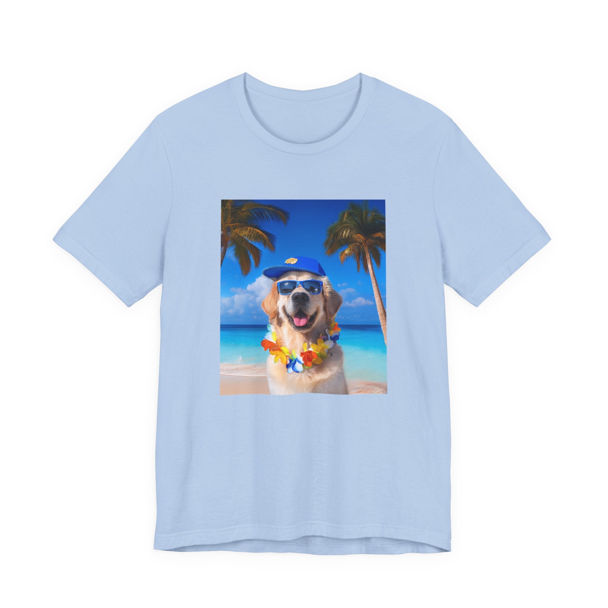 Beach Please Dog in Blue Hat T-Shirt