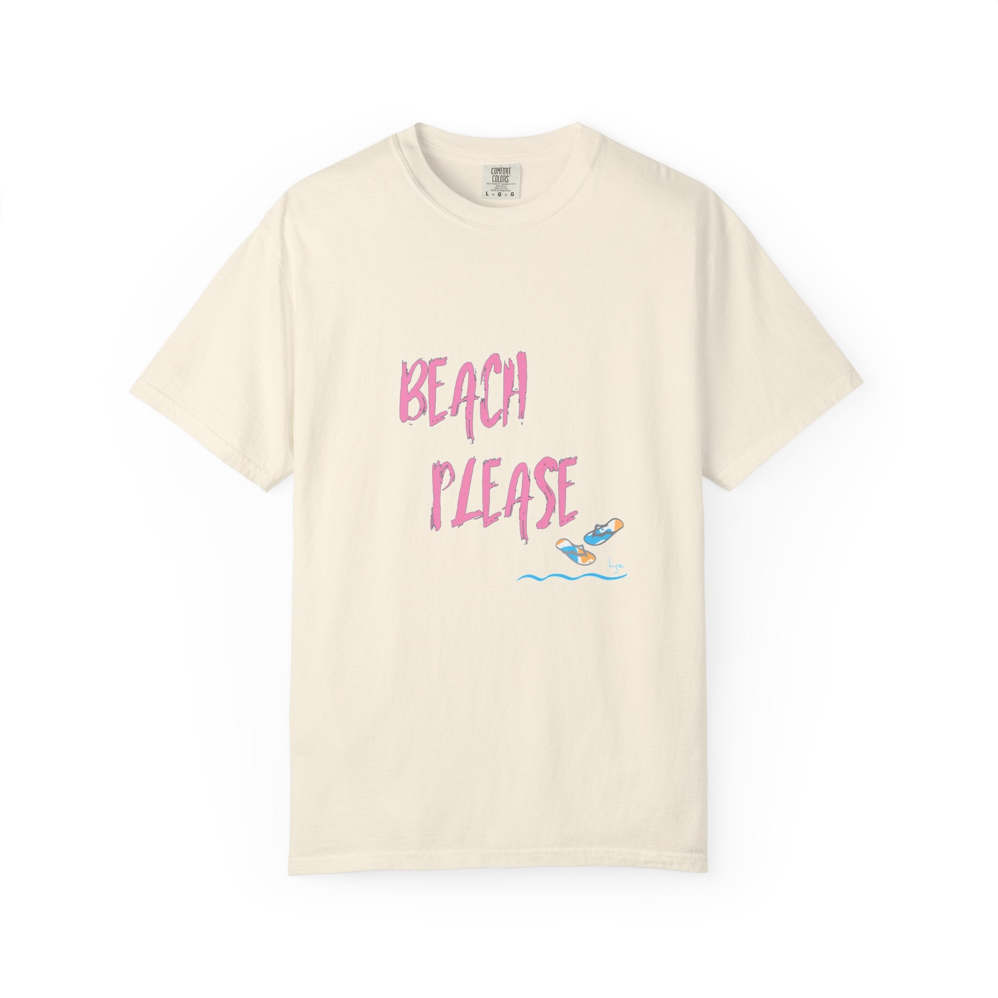 BEACH PLEASE Graphic Unisex Garment-Dyed T-shirt