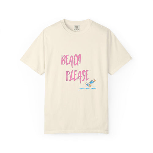 BEACH PLEASE Graphic Unisex Garment-Dyed T-shirt