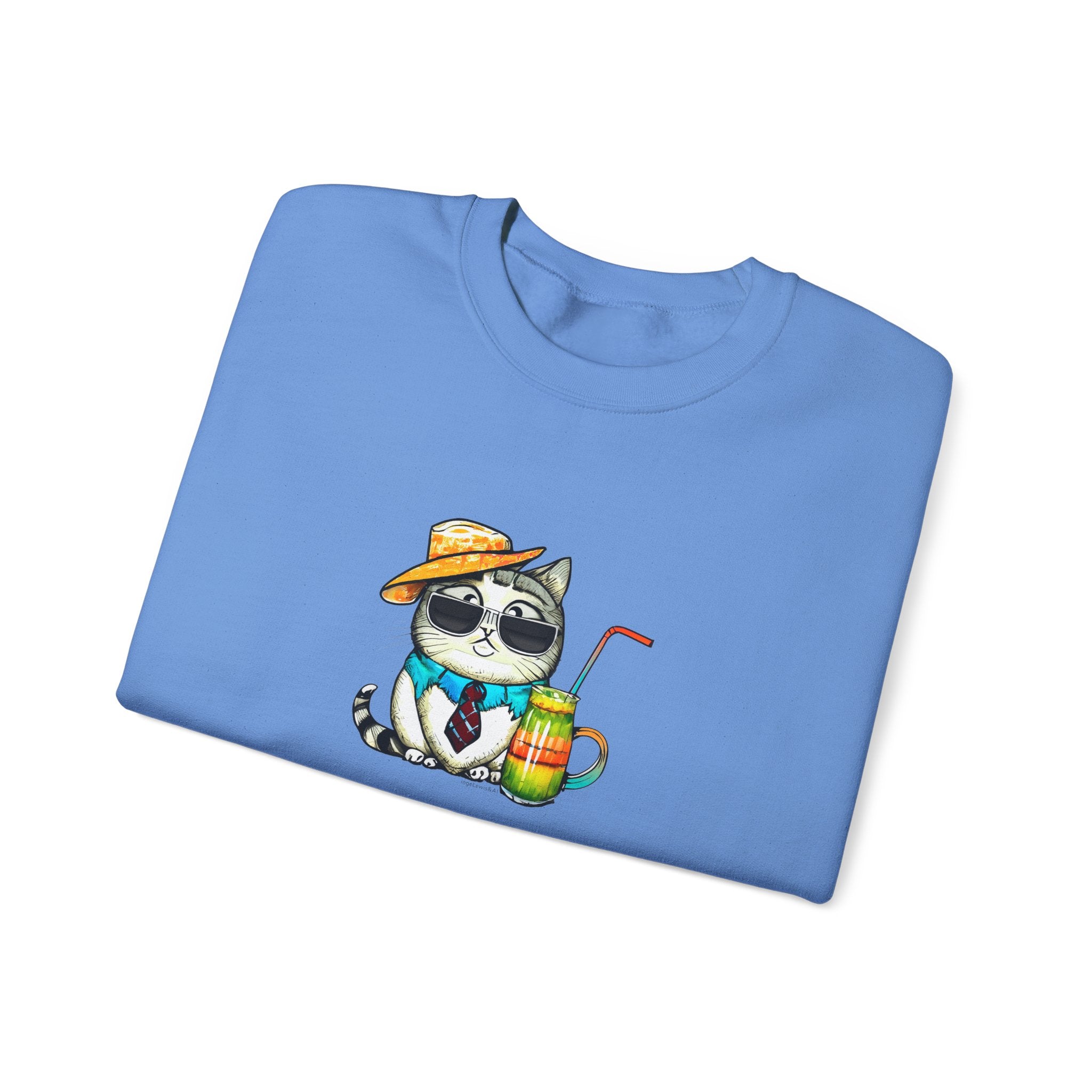 Fun Purr-fectly Chilled Cat Graphic Unisex Heavy Blend™ Crewneck Sweatshirt
