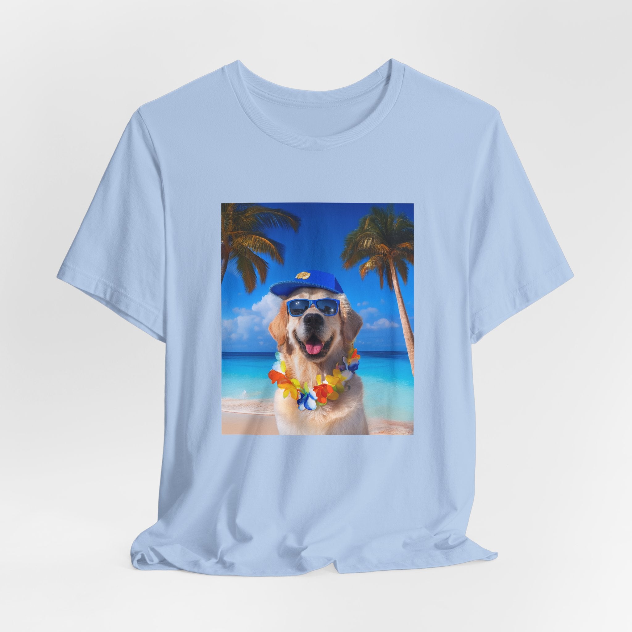 Beach Please Dog in Blue Hat T-Shirt